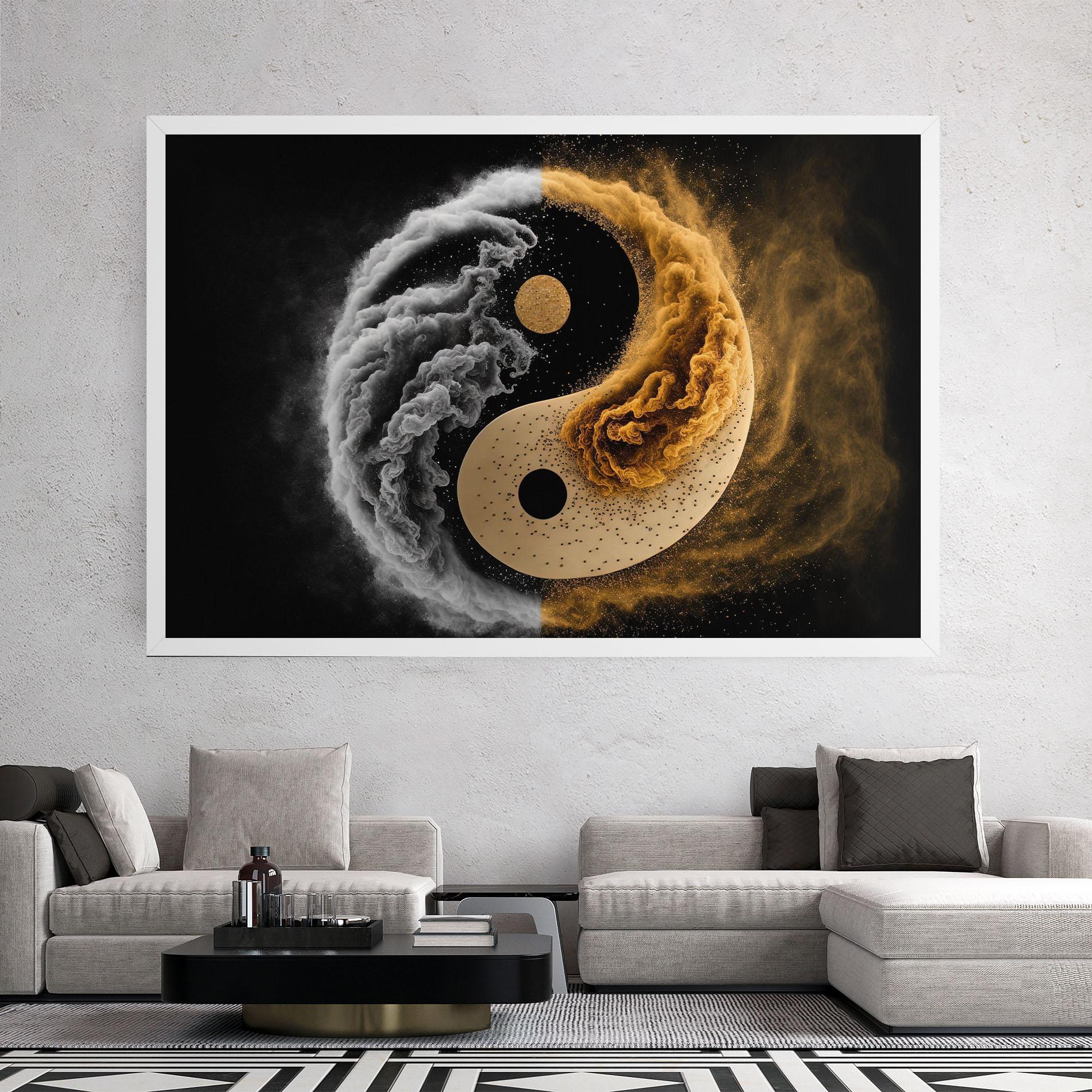 Tablou Canvas Cream Smoke Yinyang mockup 2