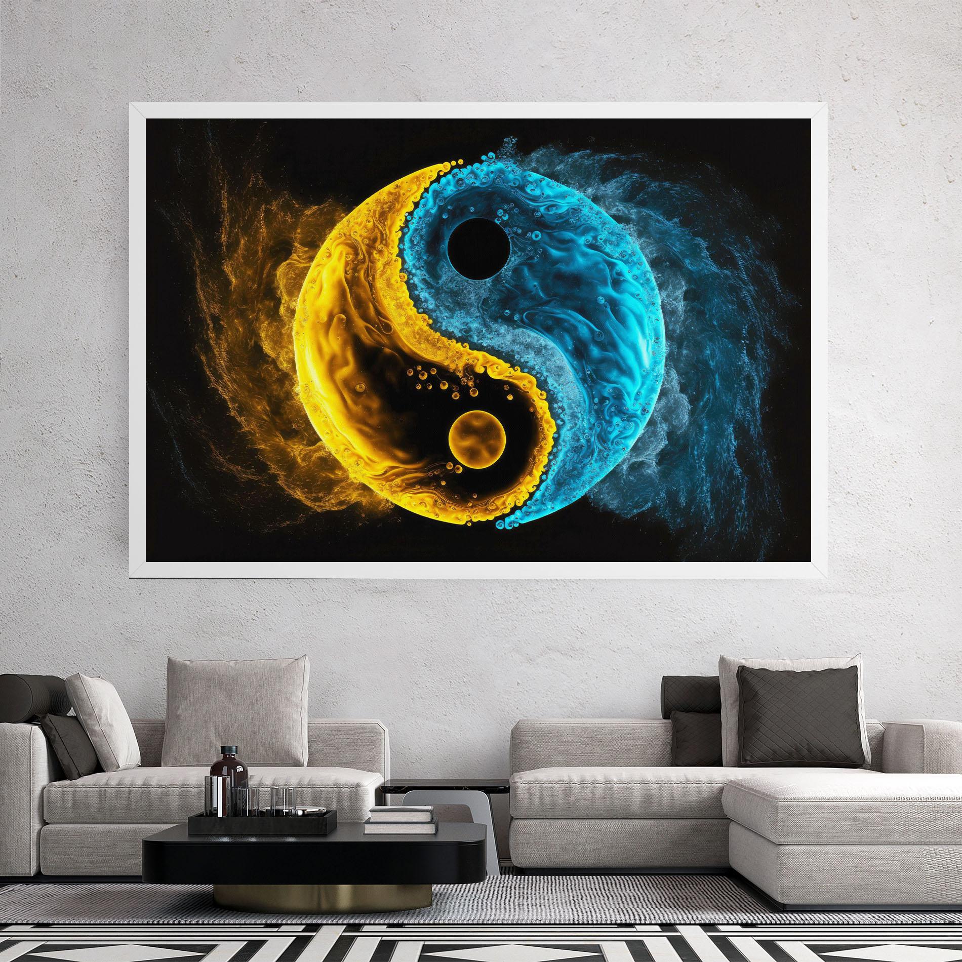 Tablou Canvas Yellow Blue Yinyang mockup 2