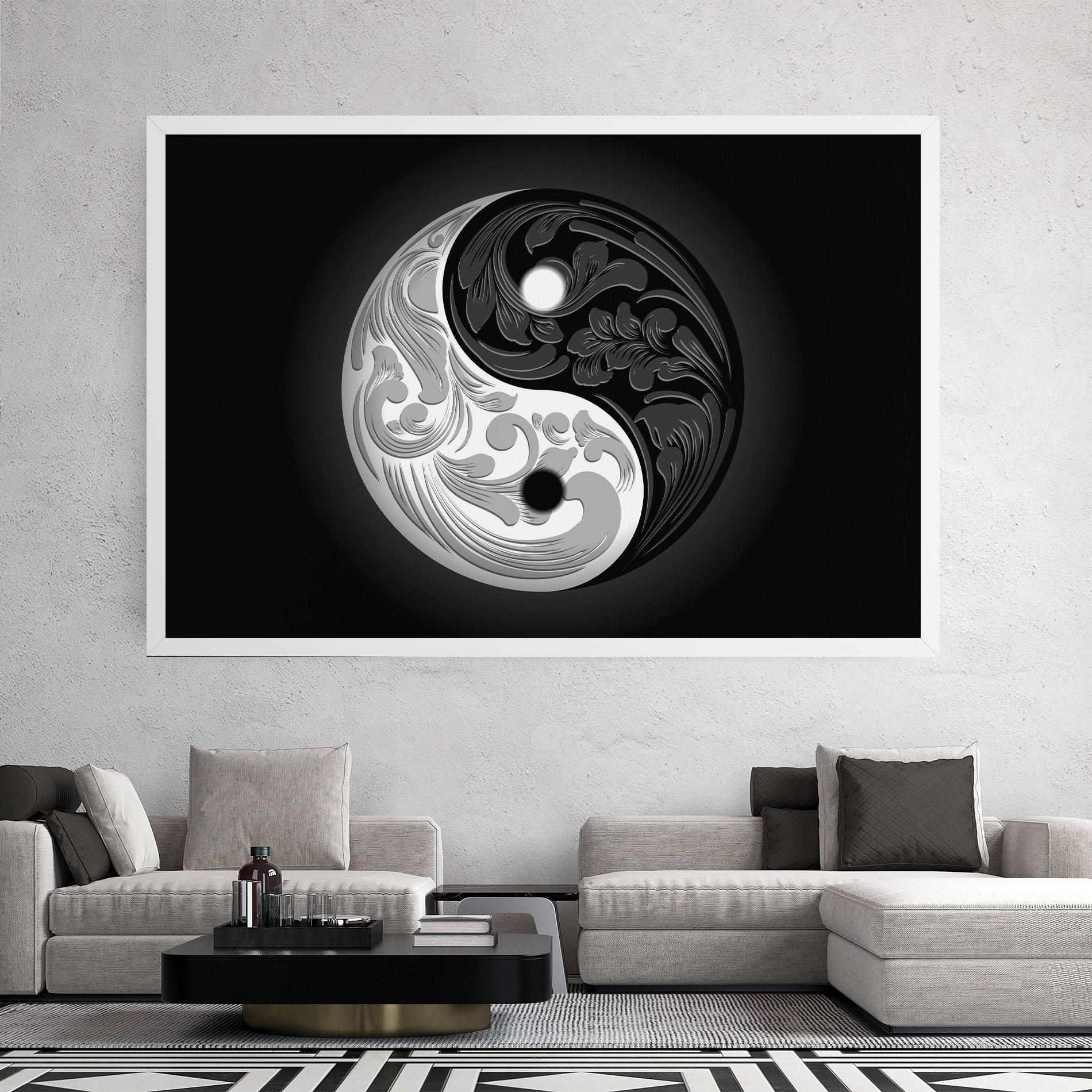 Tablou Canvas Yinyang Grey mockup 2