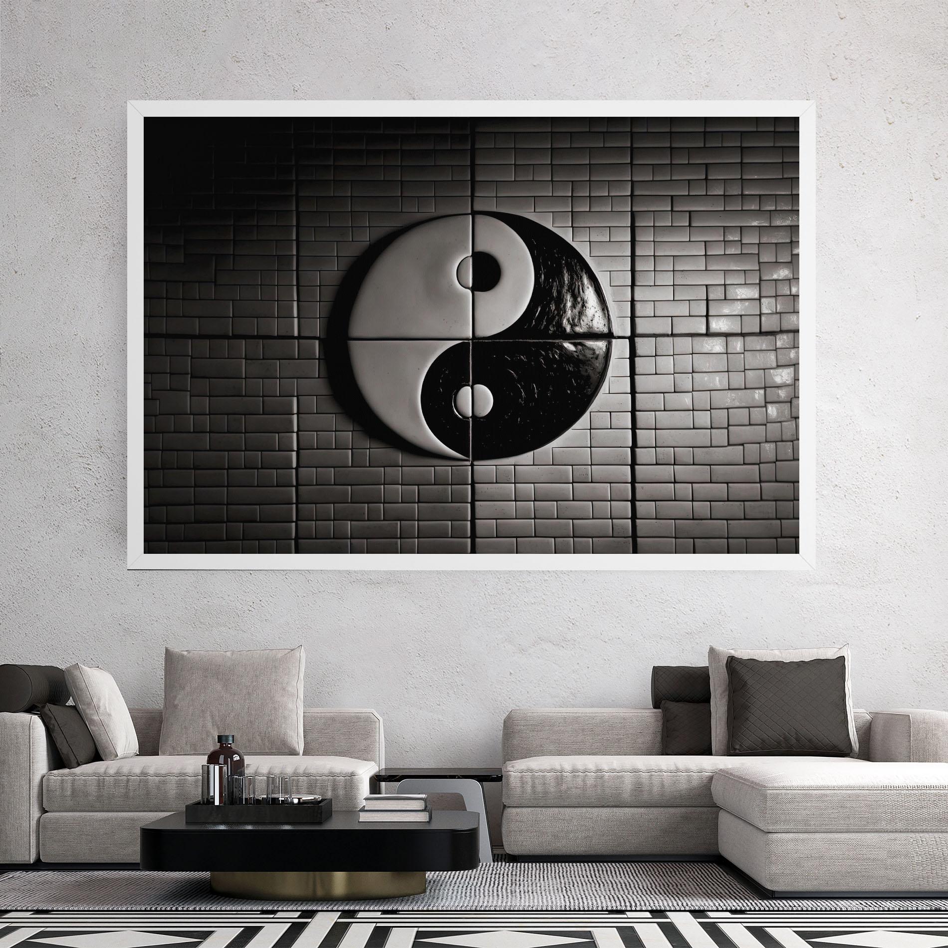 Tablou Canvas Yinyang Tiles Wall mockup 2