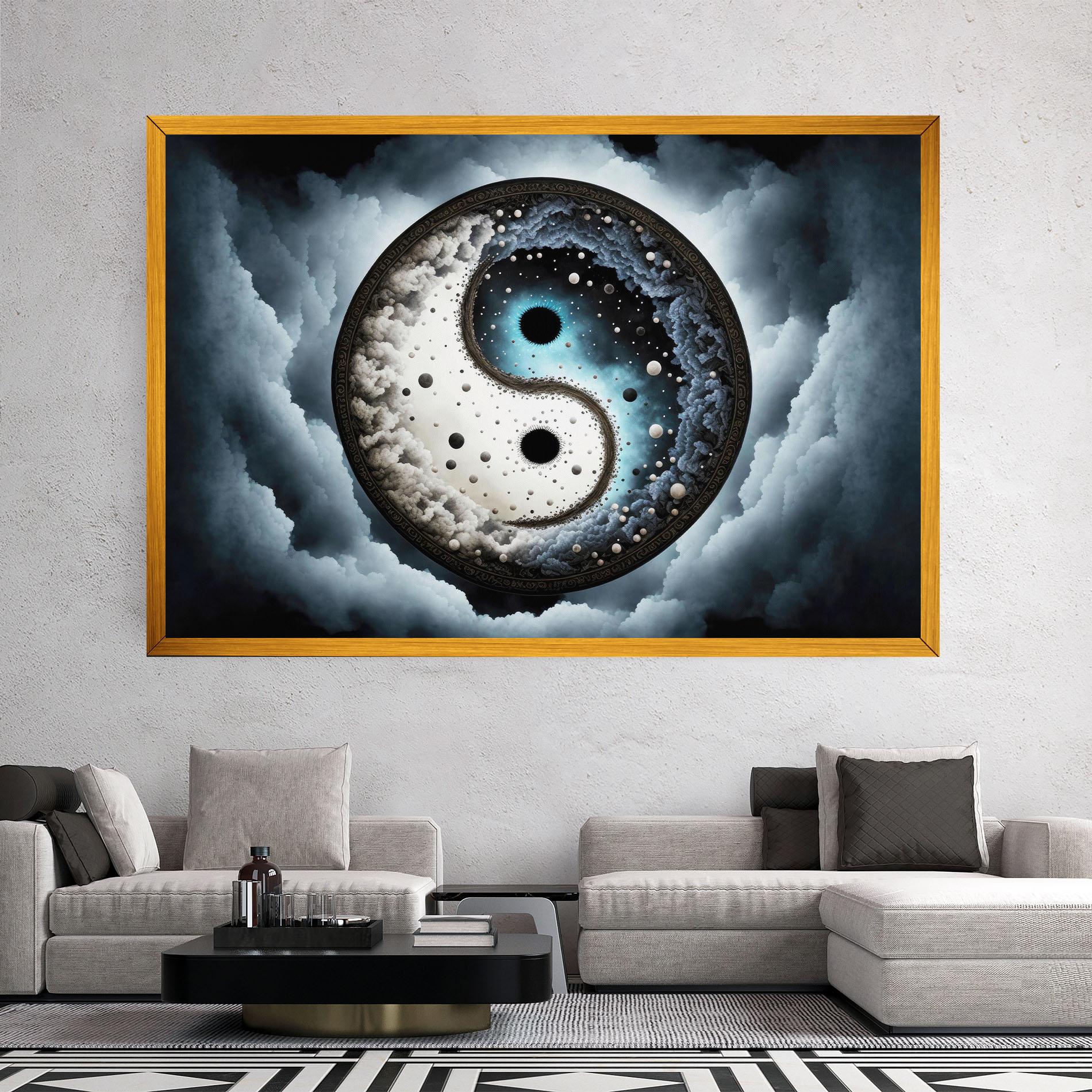 Tablou Canvas Black Blue Yinyang mockup 2