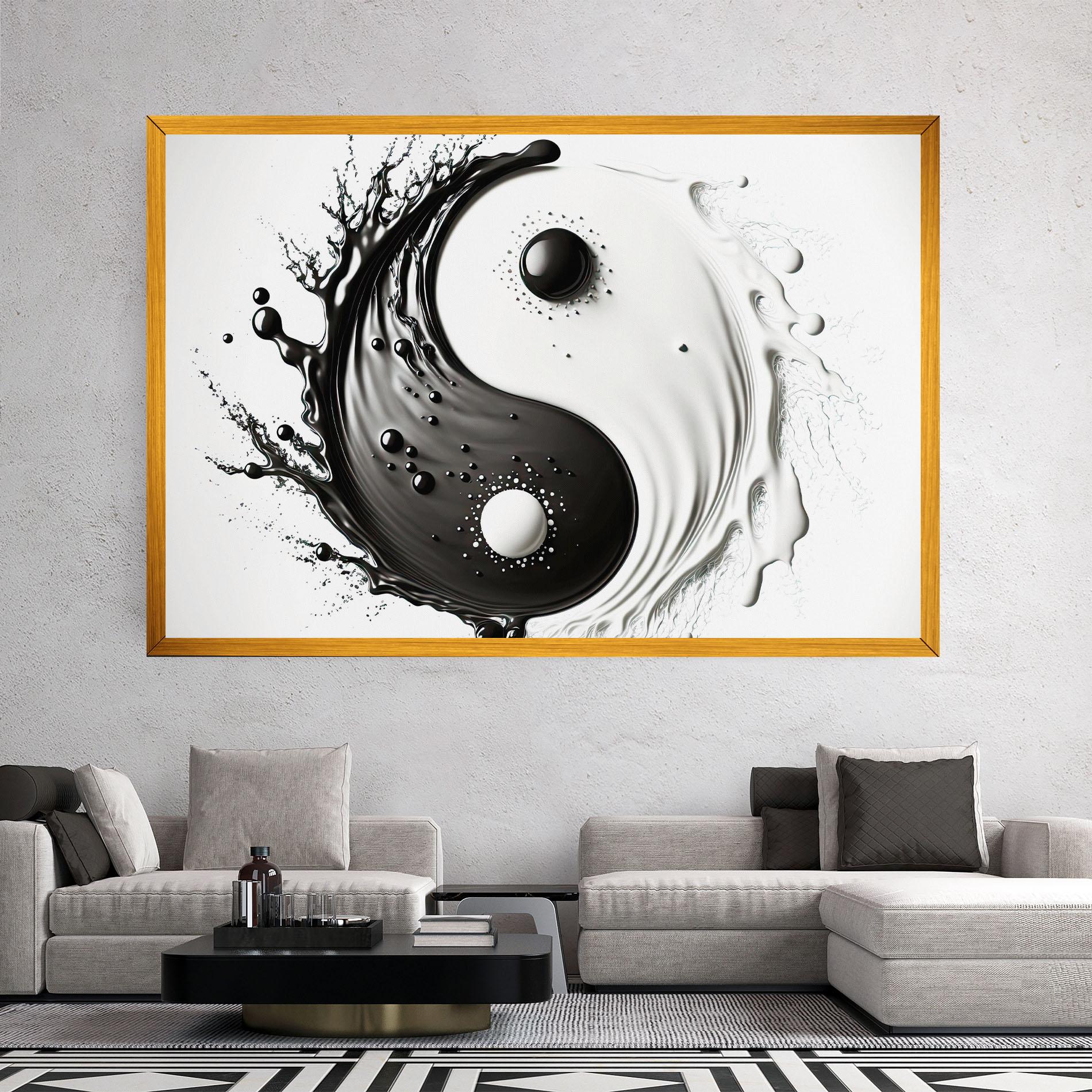 Tablou Canvas Black Liquid Yinyang mockup 2