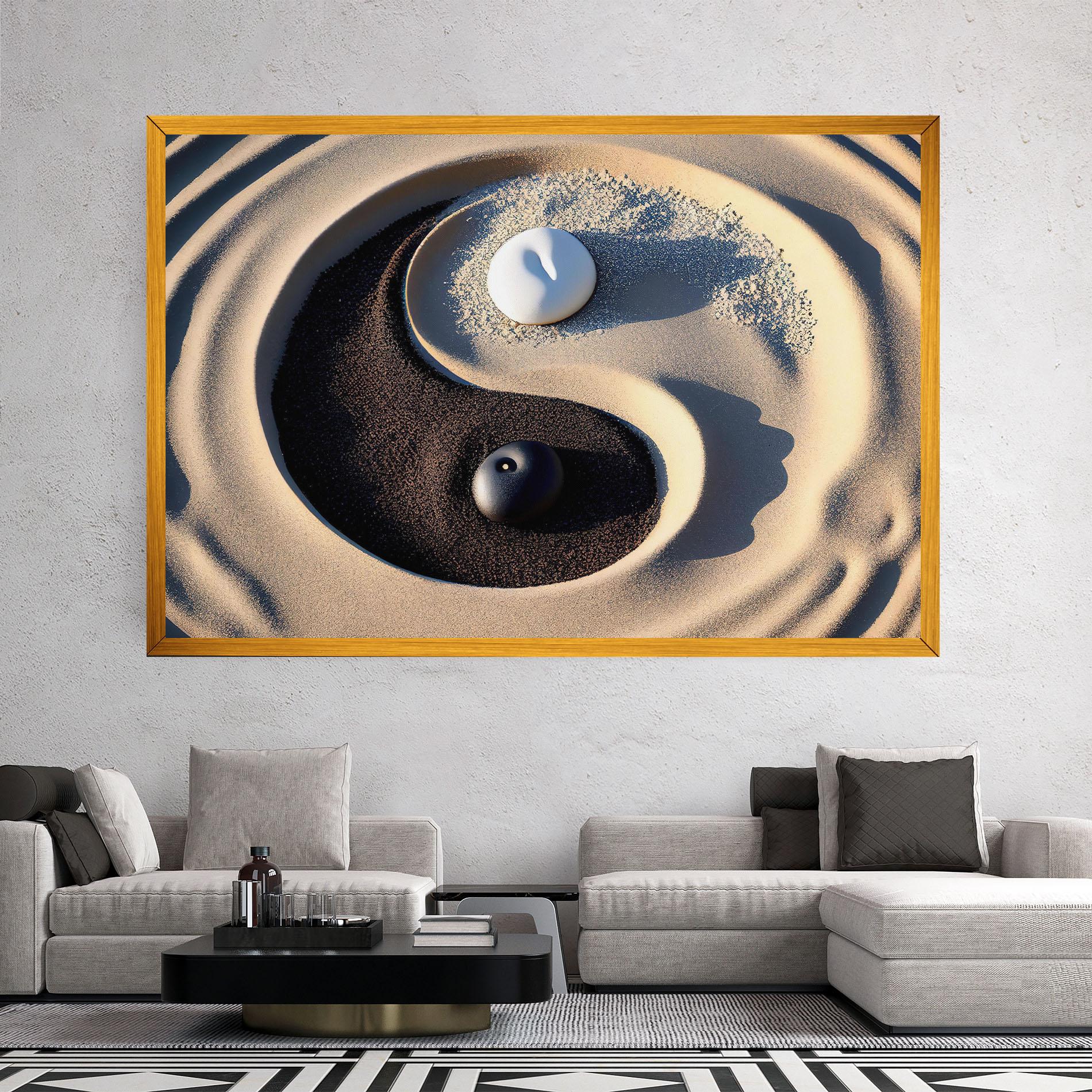 Tablou Canvas Black Sand Yinyang mockup 2