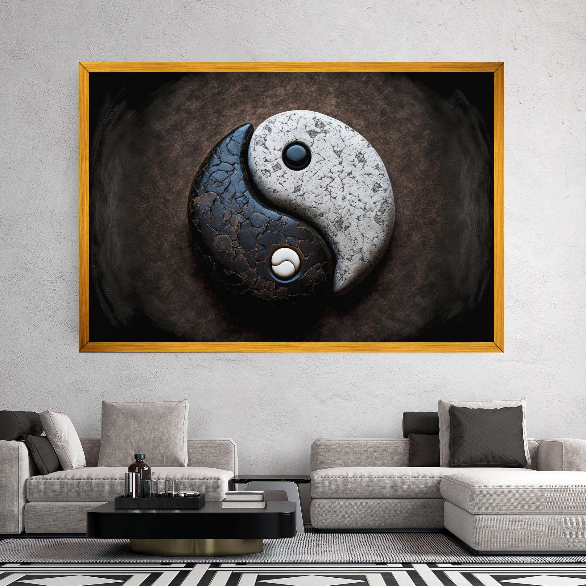 Tablou Canvas Black Stone Yinyang mockup 2