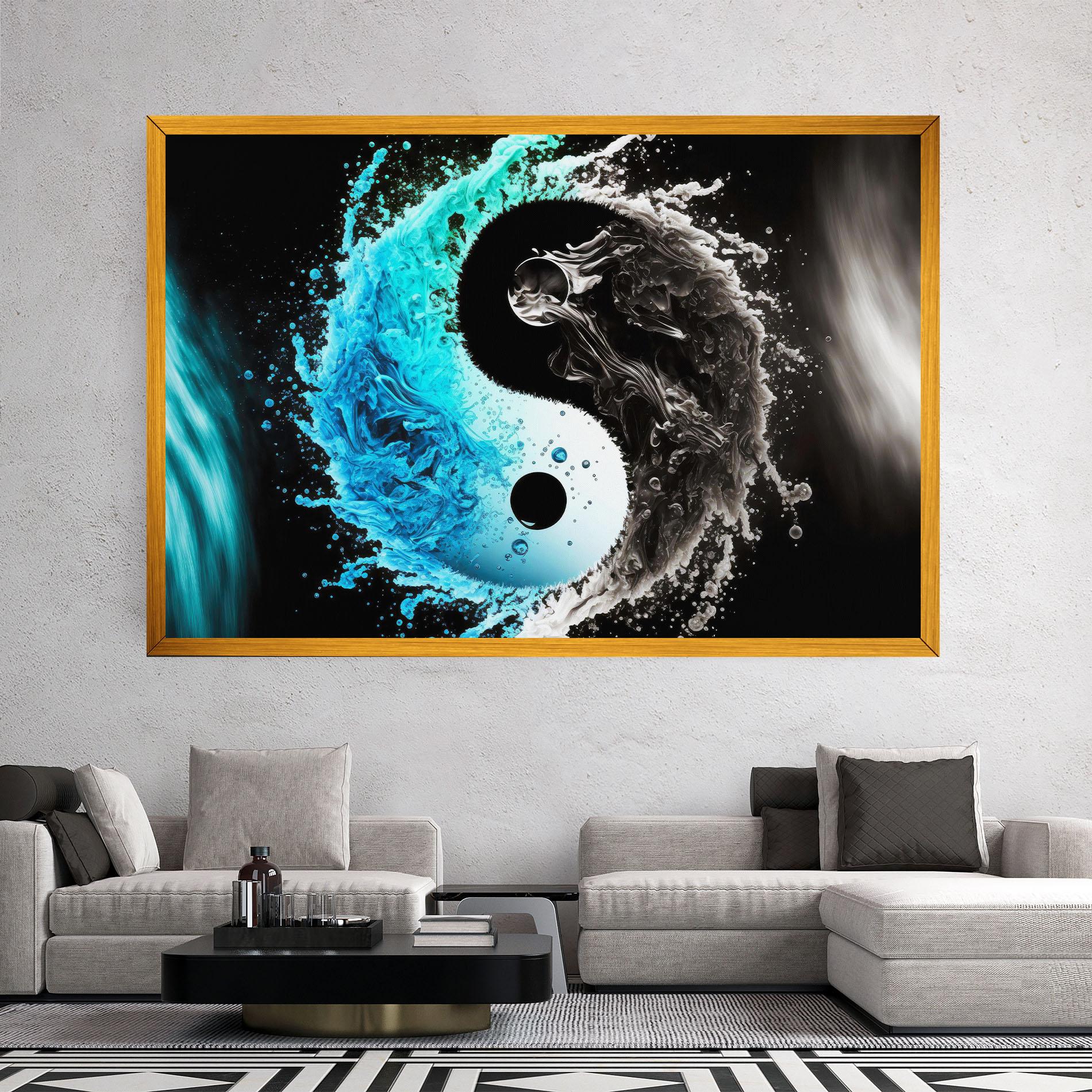 Tablou Canvas Blue Black Yinyang mockup 2