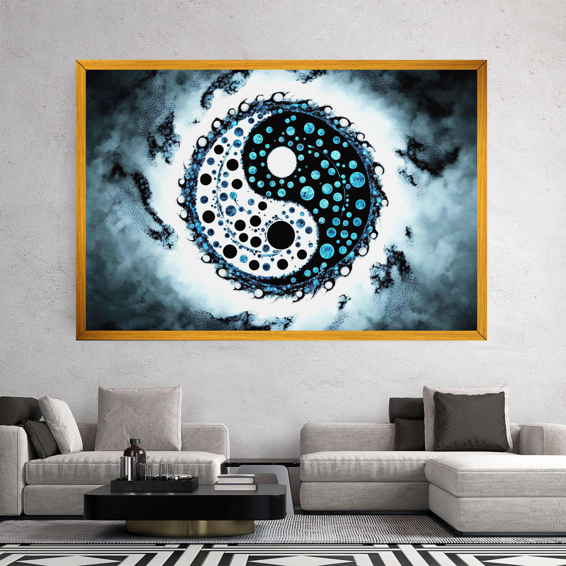 Tablou Canvas Blue White Yinyang mockup 2