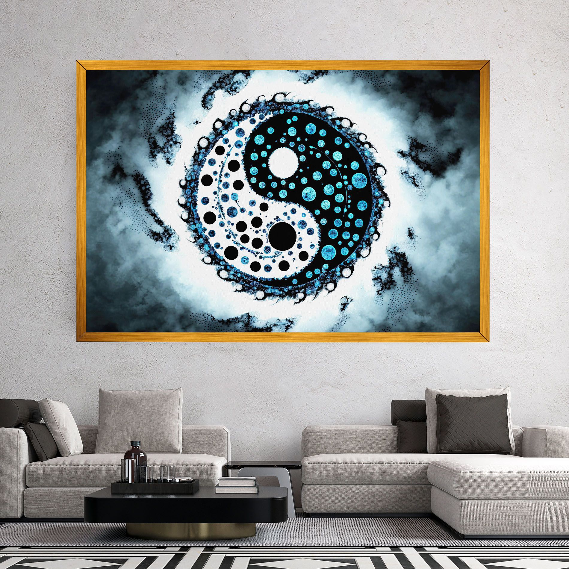 Blue White Yinyang mockup 2