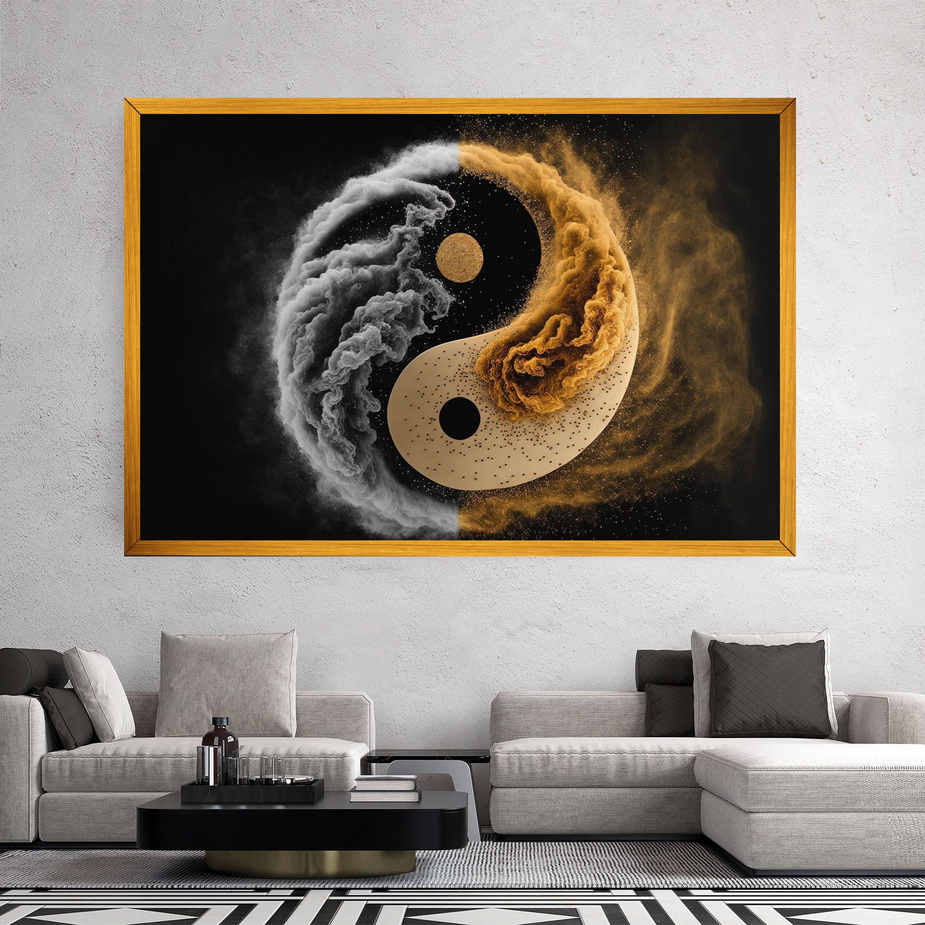 Tablou Canvas Cream Smoke Yinyang mockup 2