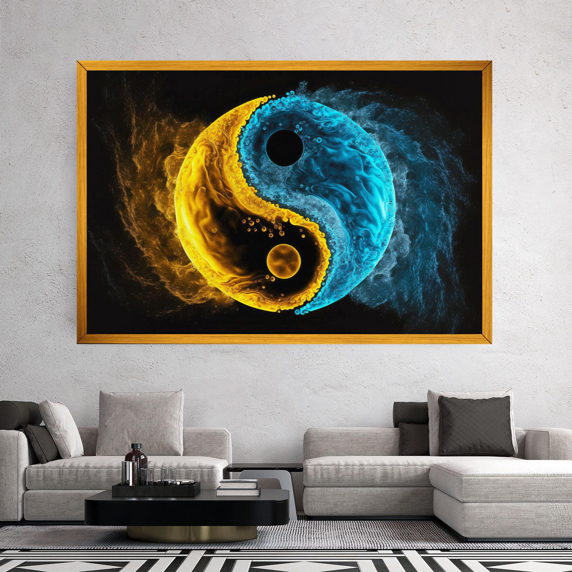 Tablou Canvas Yellow Blue Yinyang mockup 2