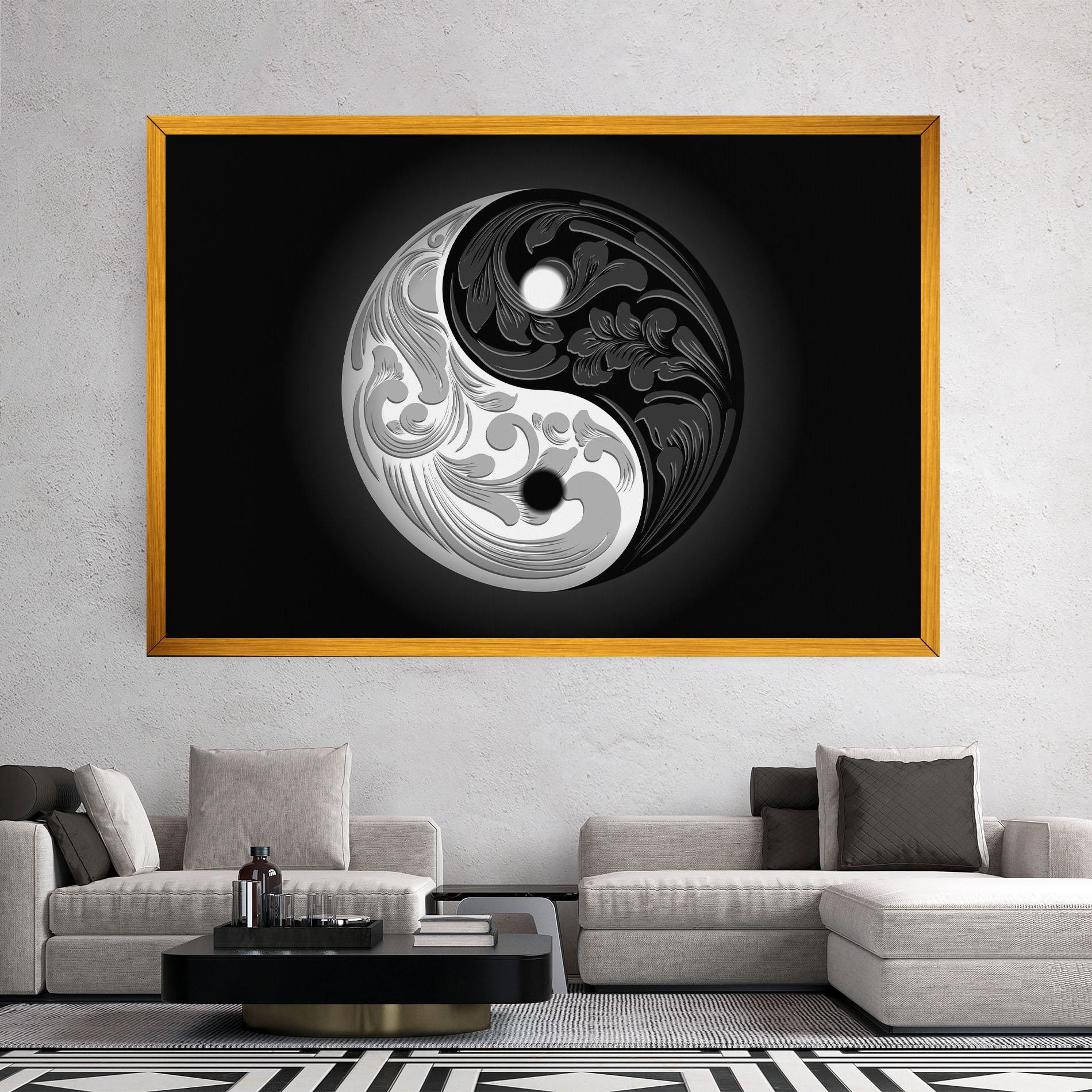 Tablou Canvas Yinyang Grey mockup 2