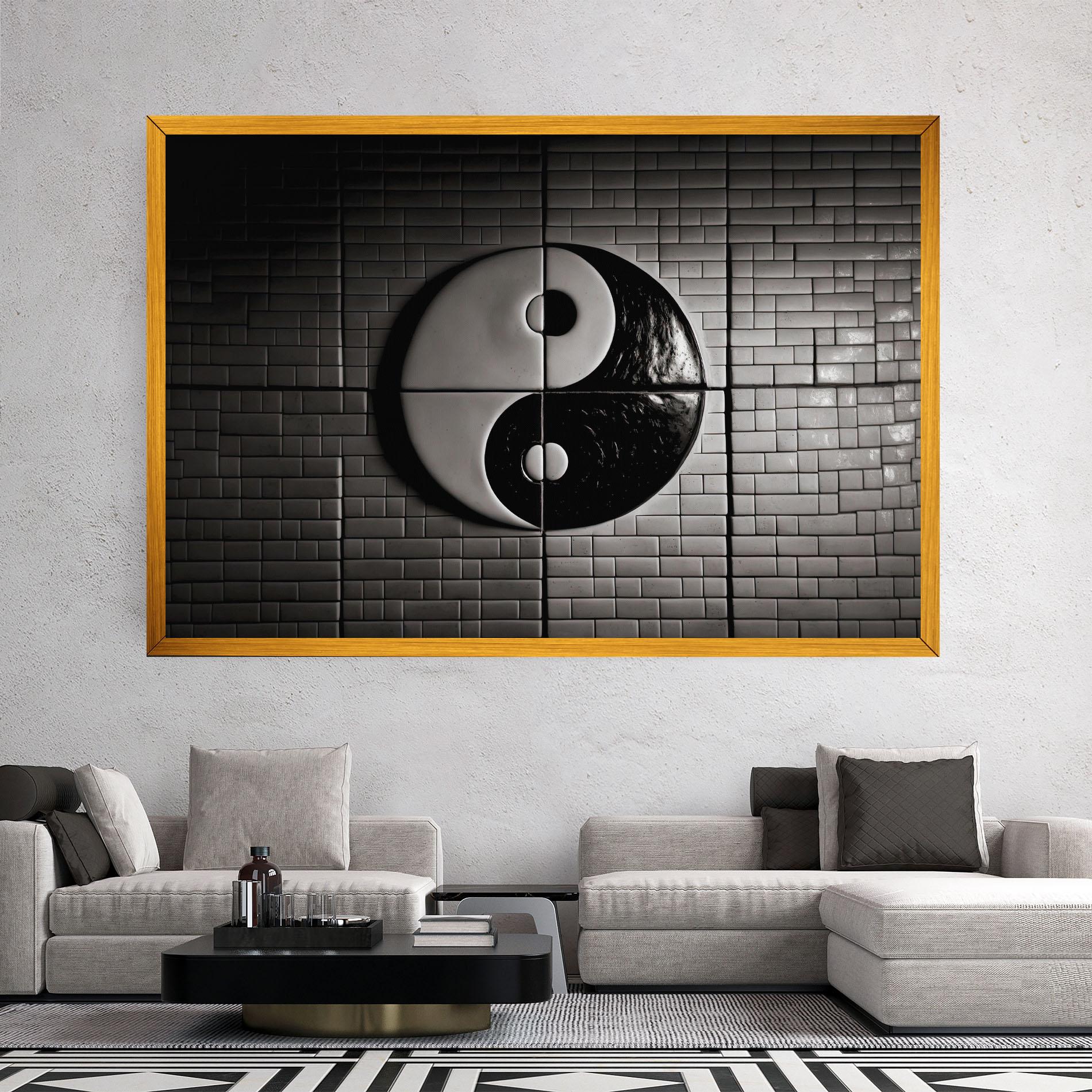 Tablou Canvas Yinyang Tiles Wall mockup 2