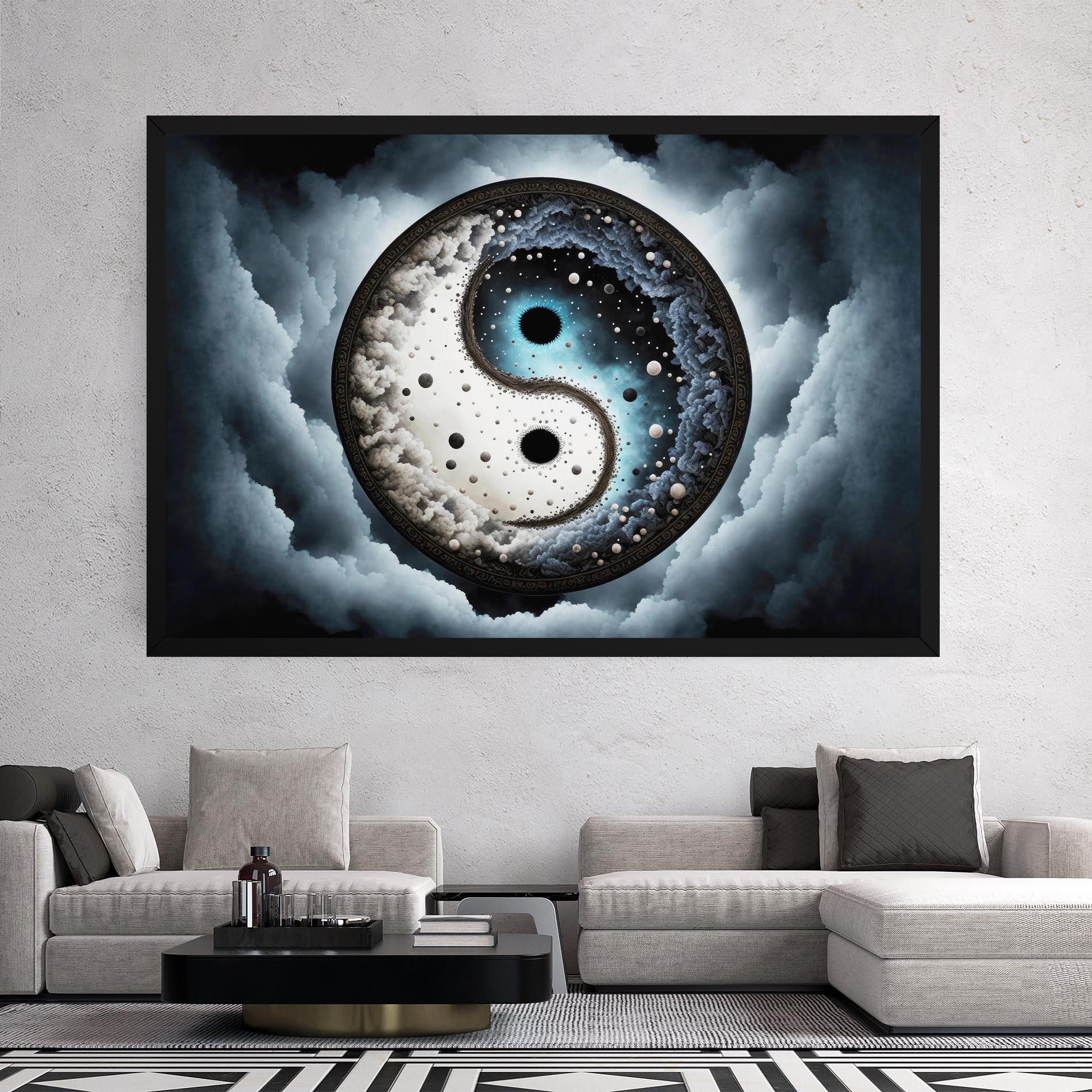 Tablou Canvas Black Blue Yinyang mockup 2