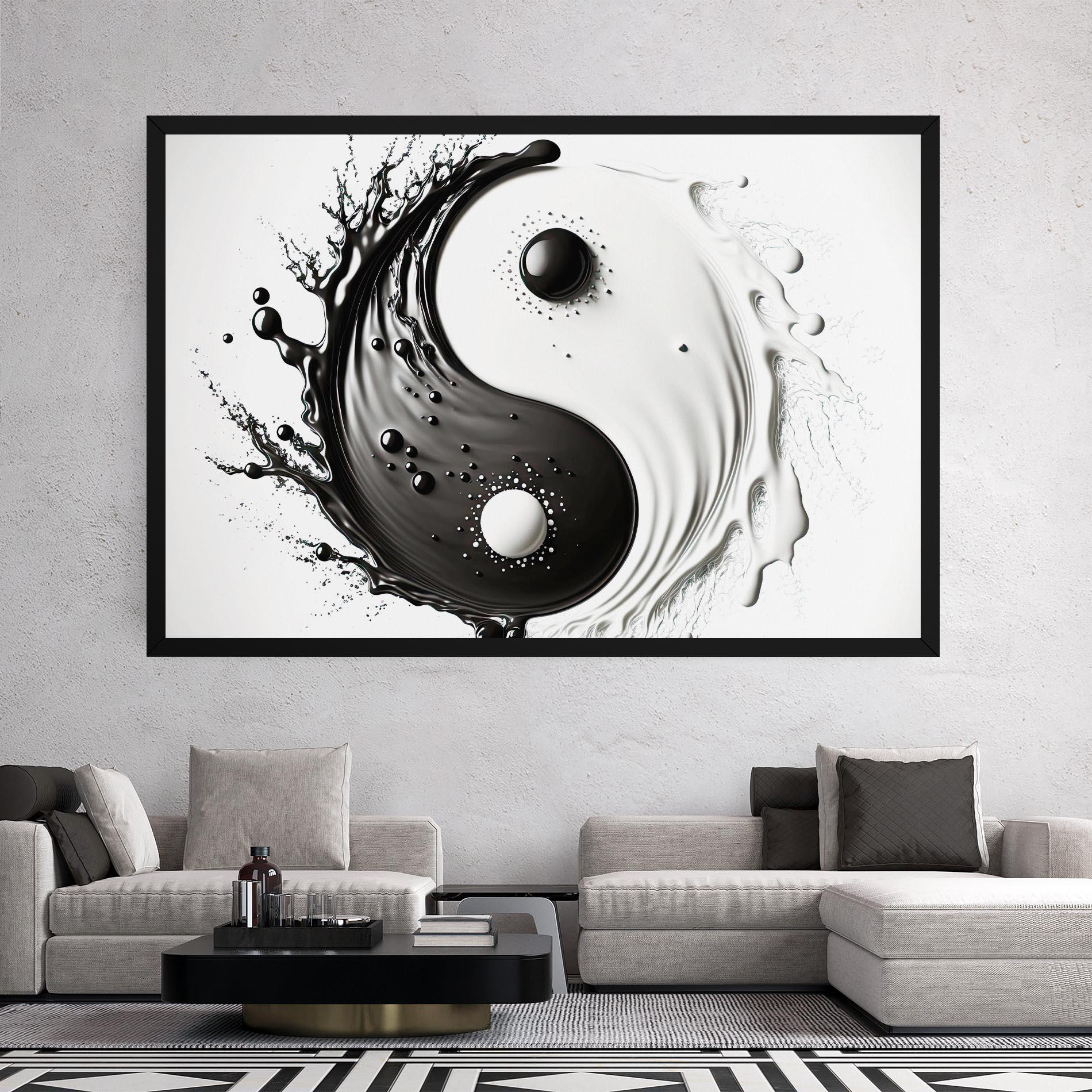 Tablou Canvas Black Liquid Yinyang mockup 2