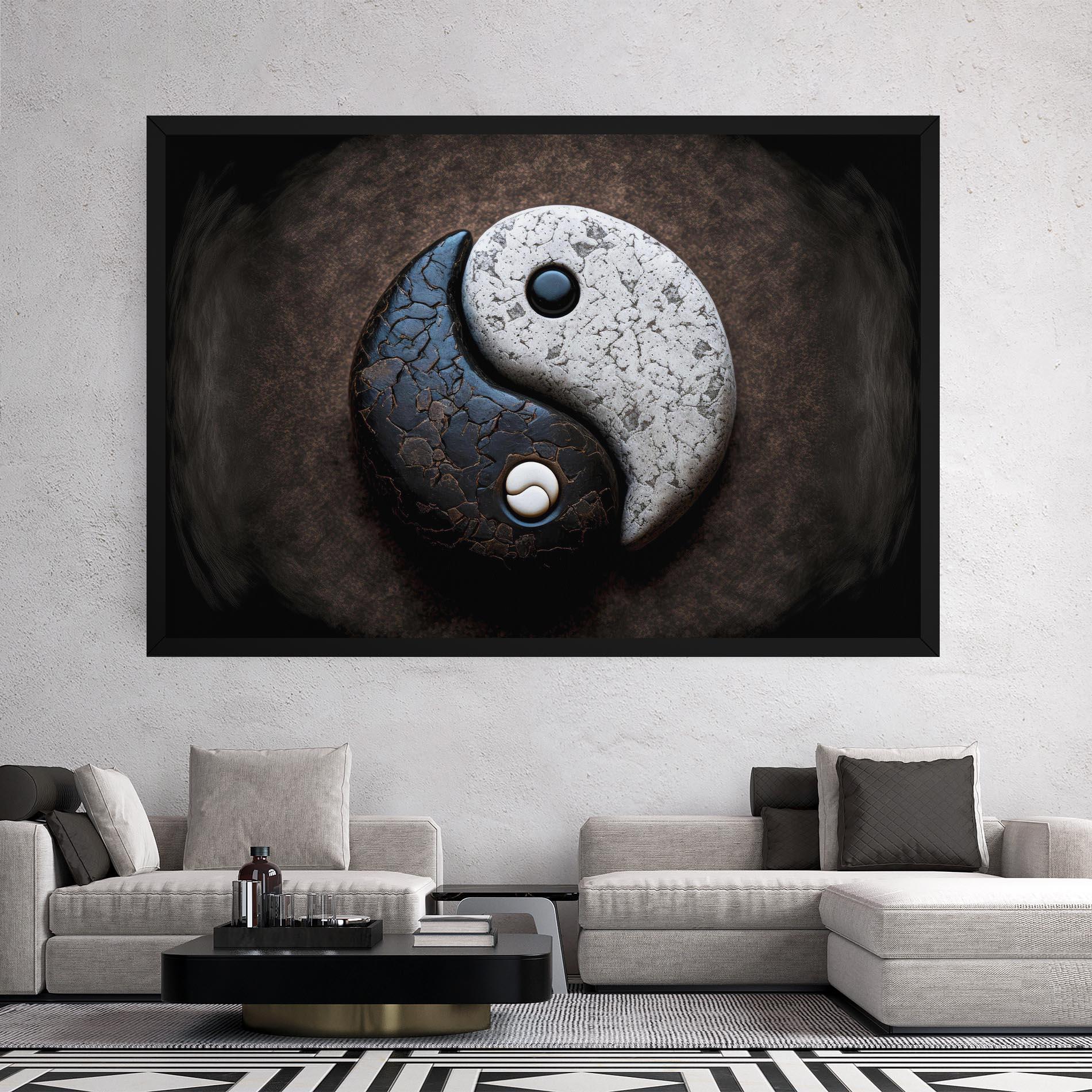 Tablou Canvas Black Stone Yinyang mockup 2