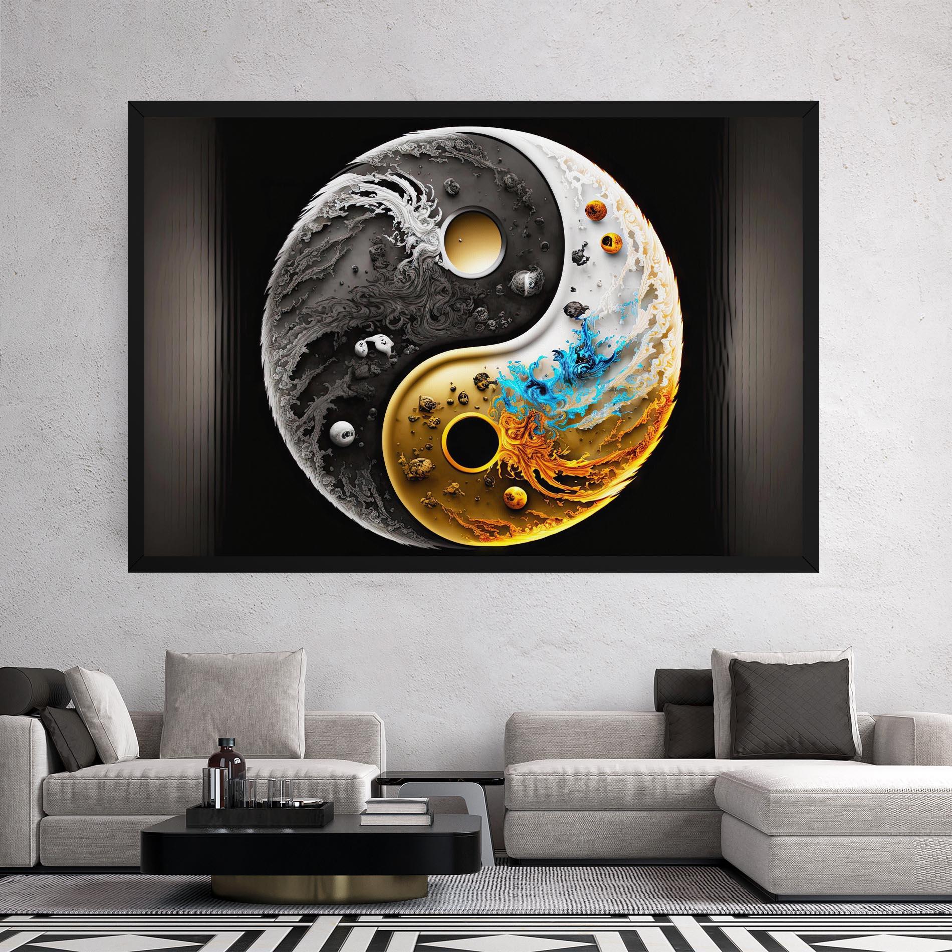 Tablou Canvas Black Yellow Yinyang mockup 2