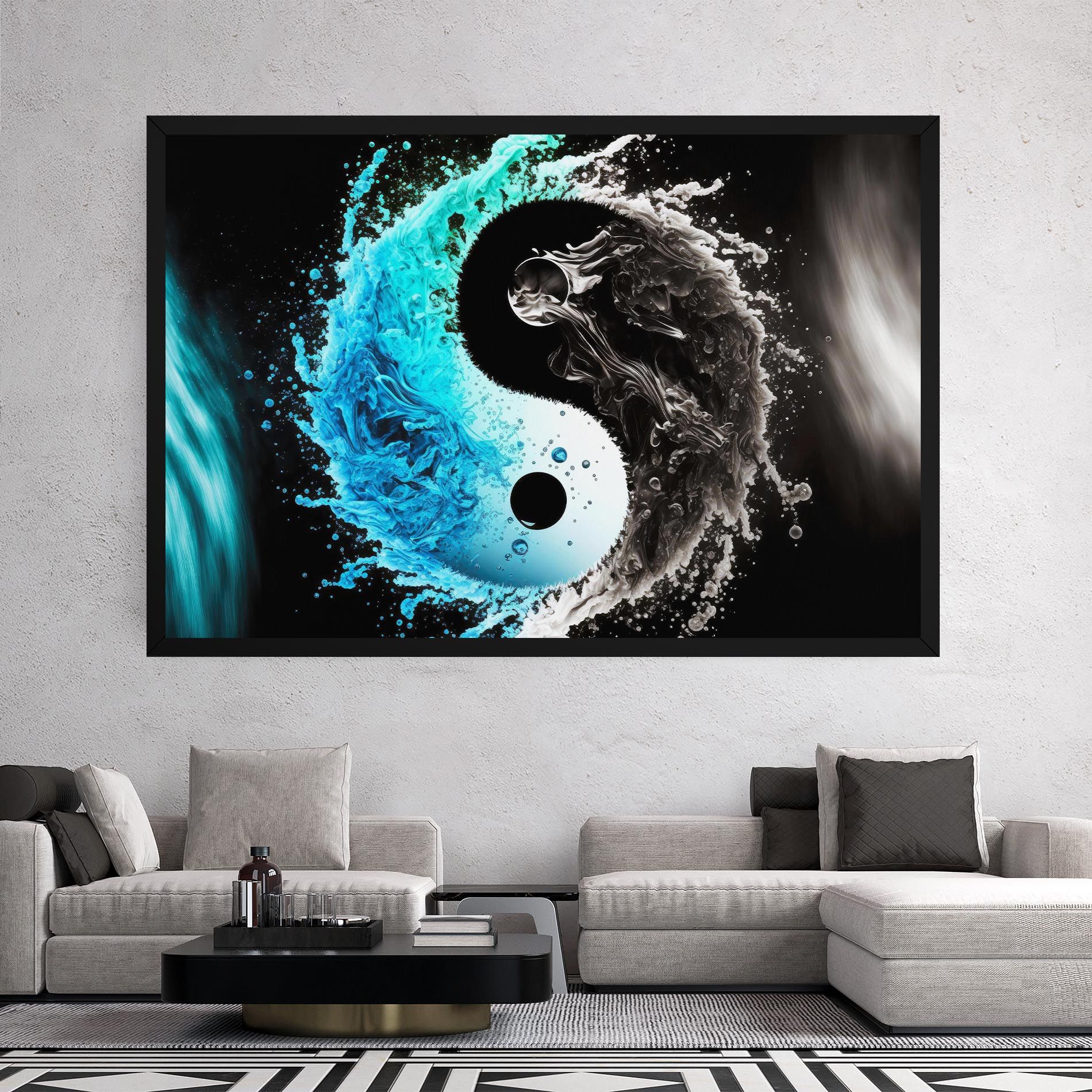Blue Black Yinyang mockup 2