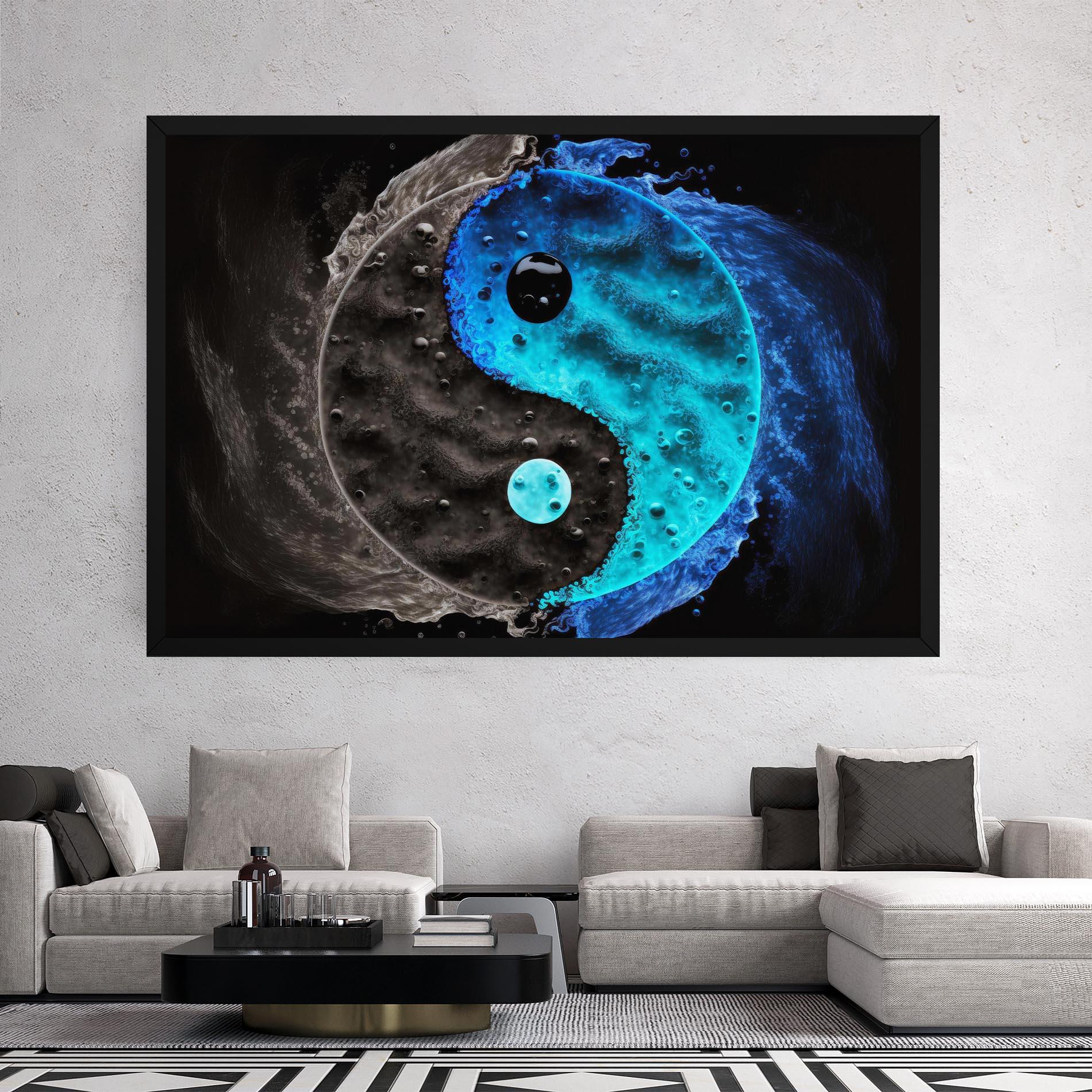 Tablou Canvas Blue Water Yinyang mockup 2
