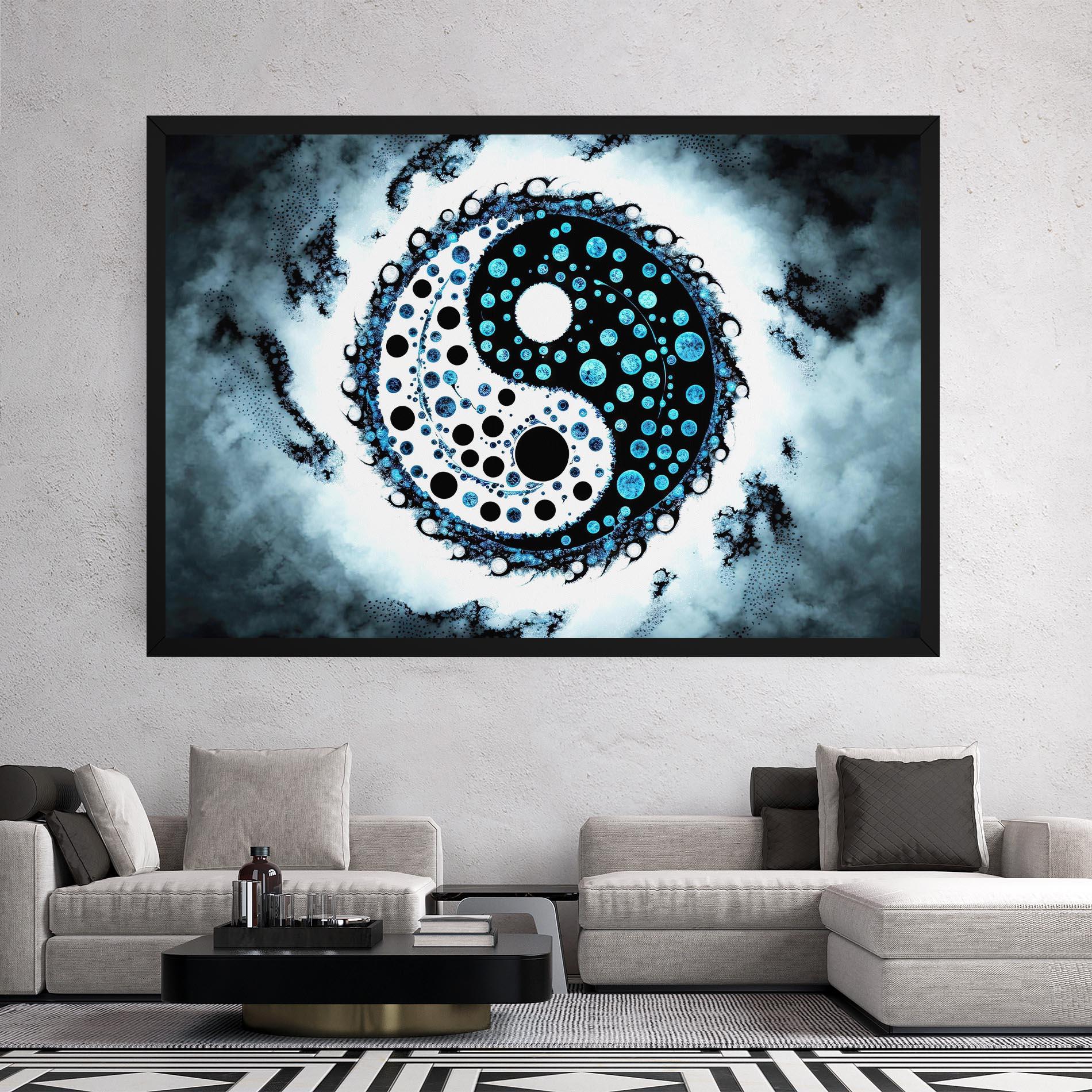 Tablou Canvas Blue White Yinyang mockup 2