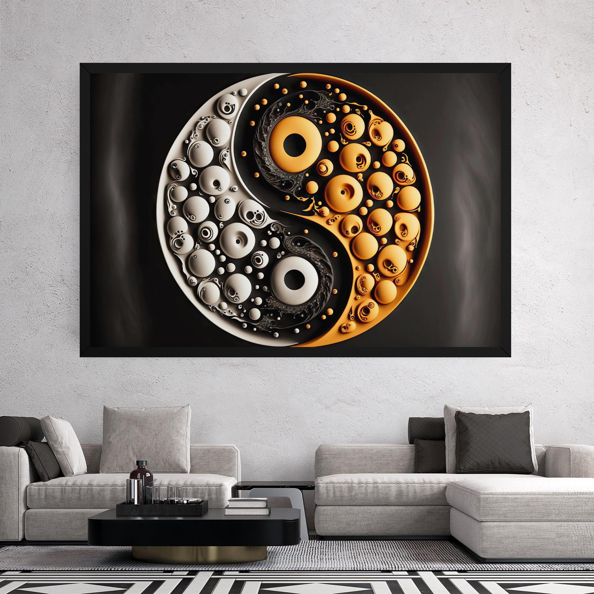 Tablou Canvas Cream Balls Yinyang mockup 2