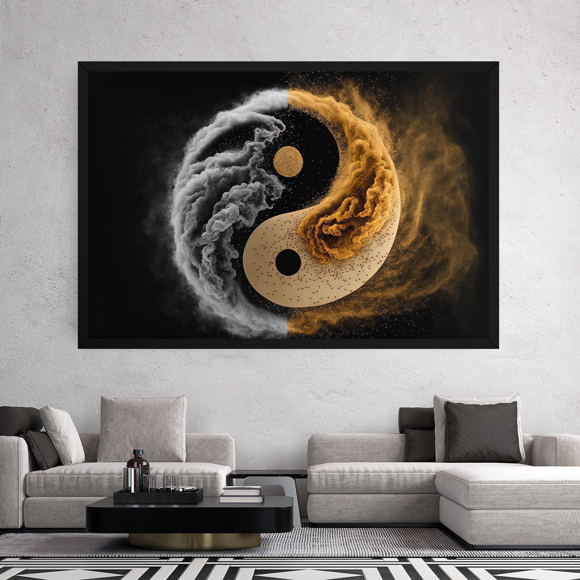 Tablou Canvas Cream Smoke Yinyang mockup 2