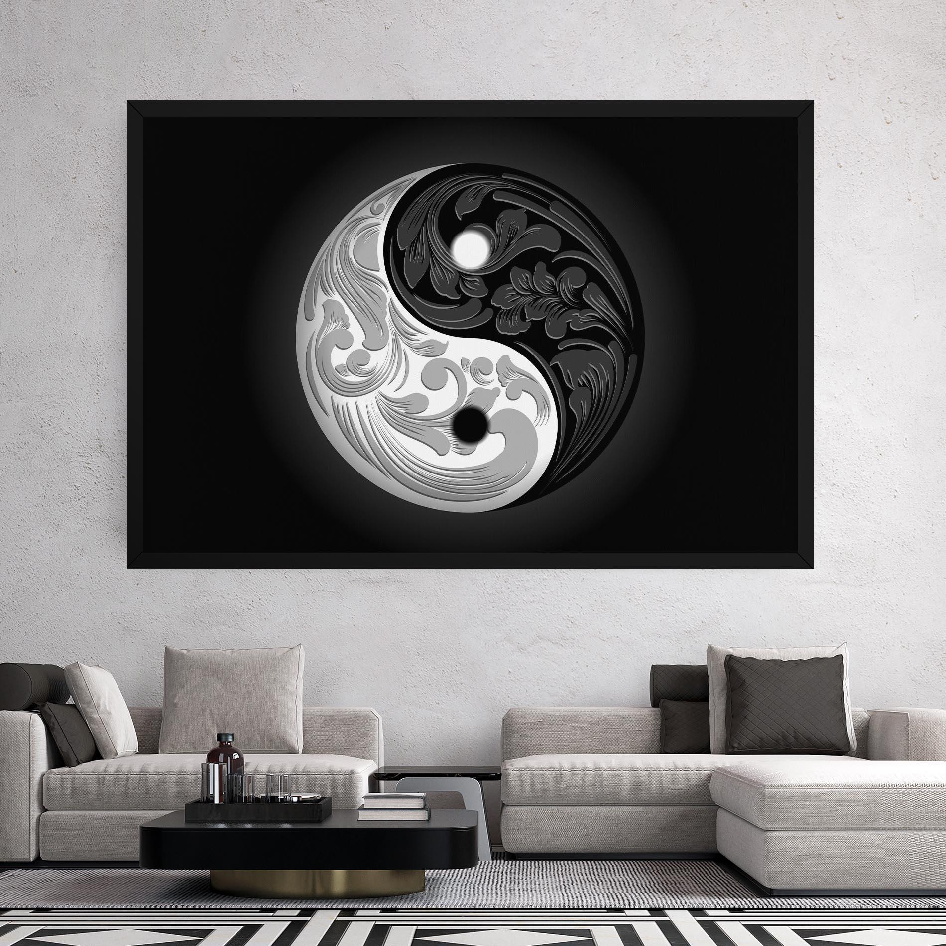 Tablou Canvas Yinyang Grey mockup 2