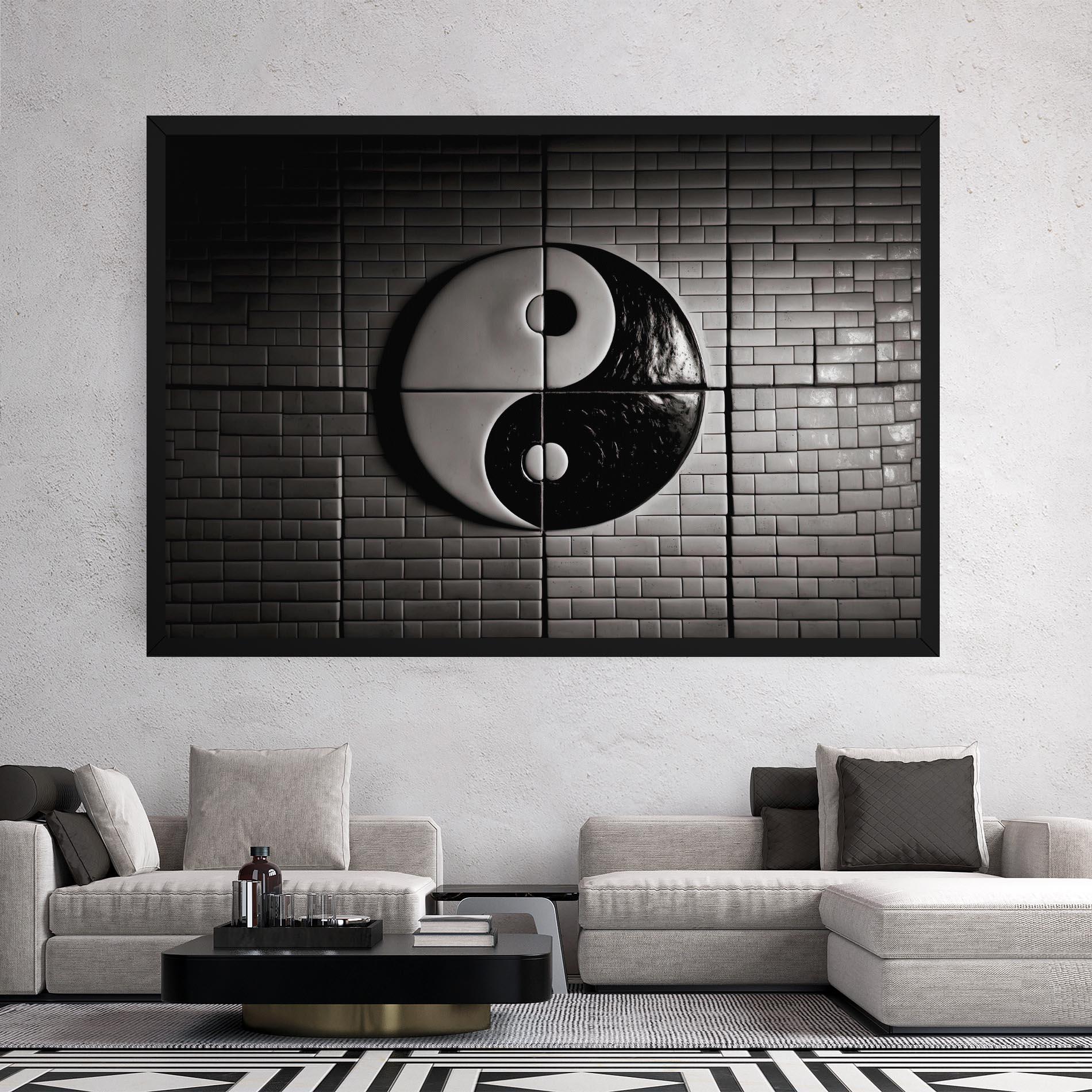 Tablou Canvas Yinyang Tiles Wall mockup 2