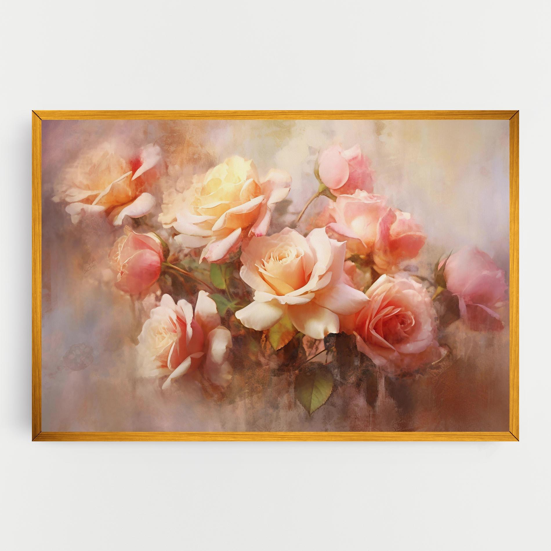 Tablou Canvas Roses Bouquet Painting mockup 0