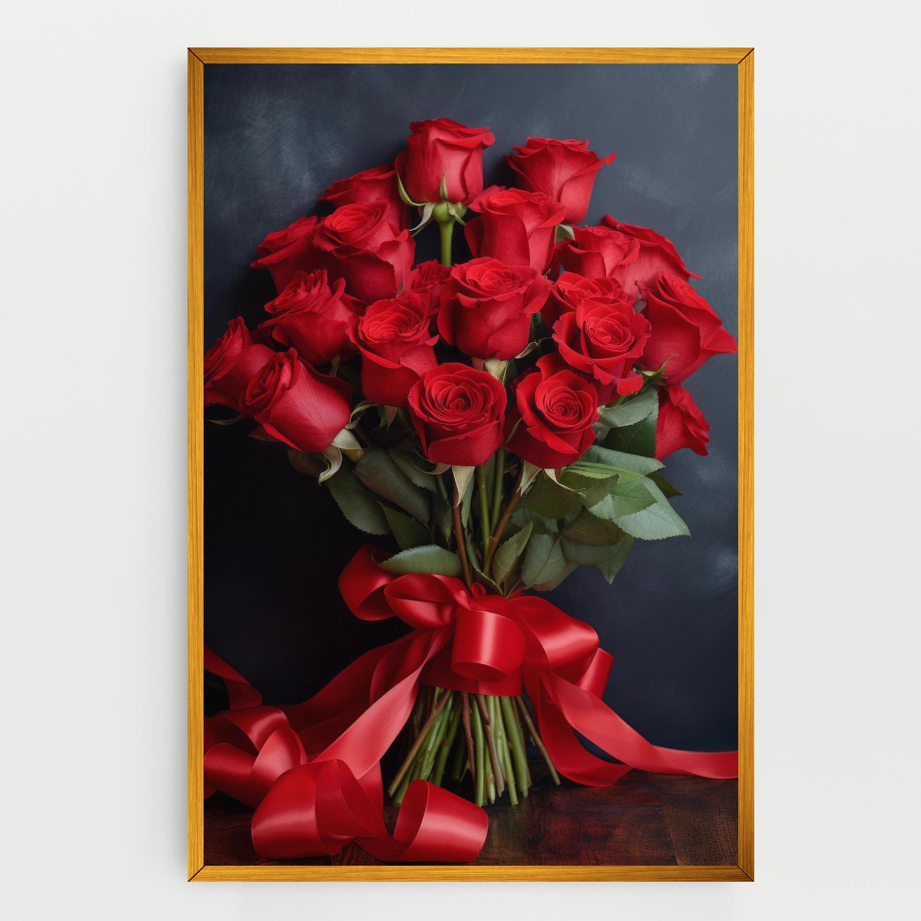 Tablou Canvas Beautiful Red Roses Bouquet mockup 0