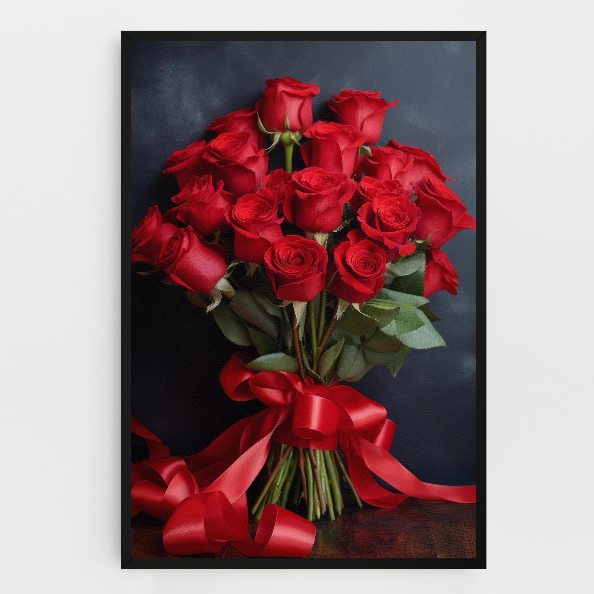 Tablou Canvas Beautiful Red Roses Bouquet mockup 0