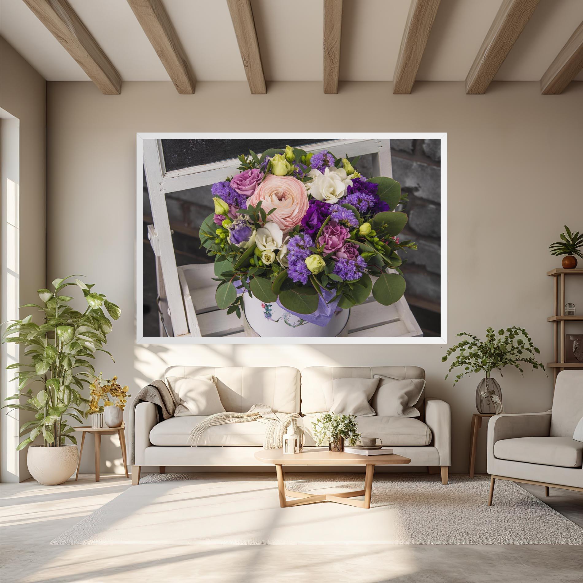 Tablou Canvas Big Pink Rose Bouquet mockup 6