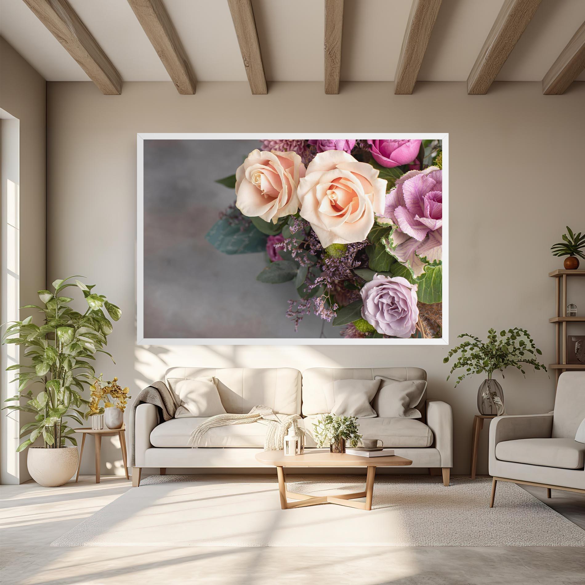 Tablou Canvas Cream Purple Bouquet mockup 6