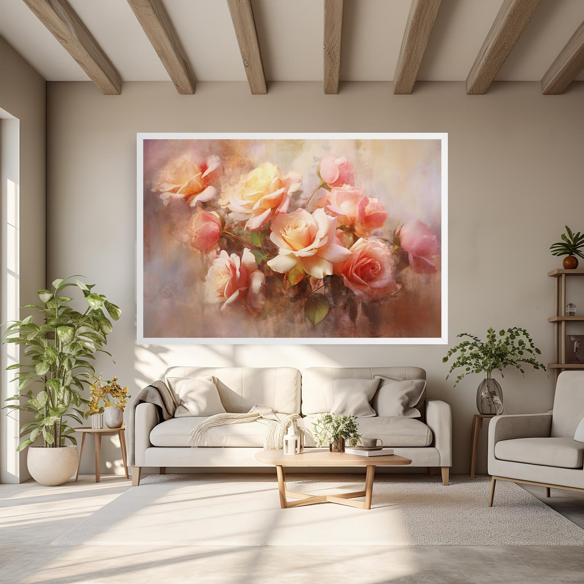 Tablou Canvas Roses Bouquet Painting mockup 6