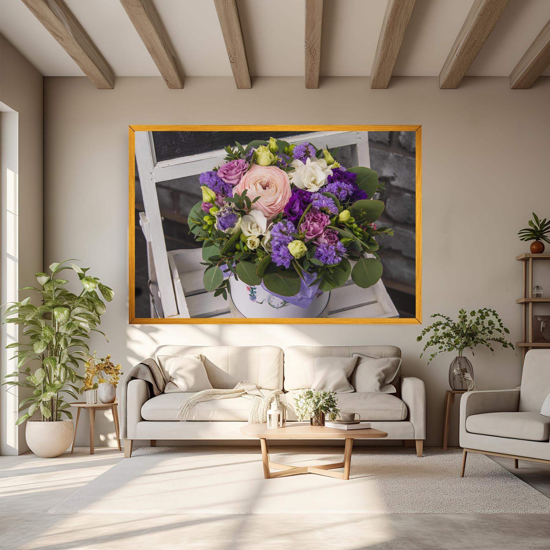 Tablou Canvas Big Pink Rose Bouquet mockup 6