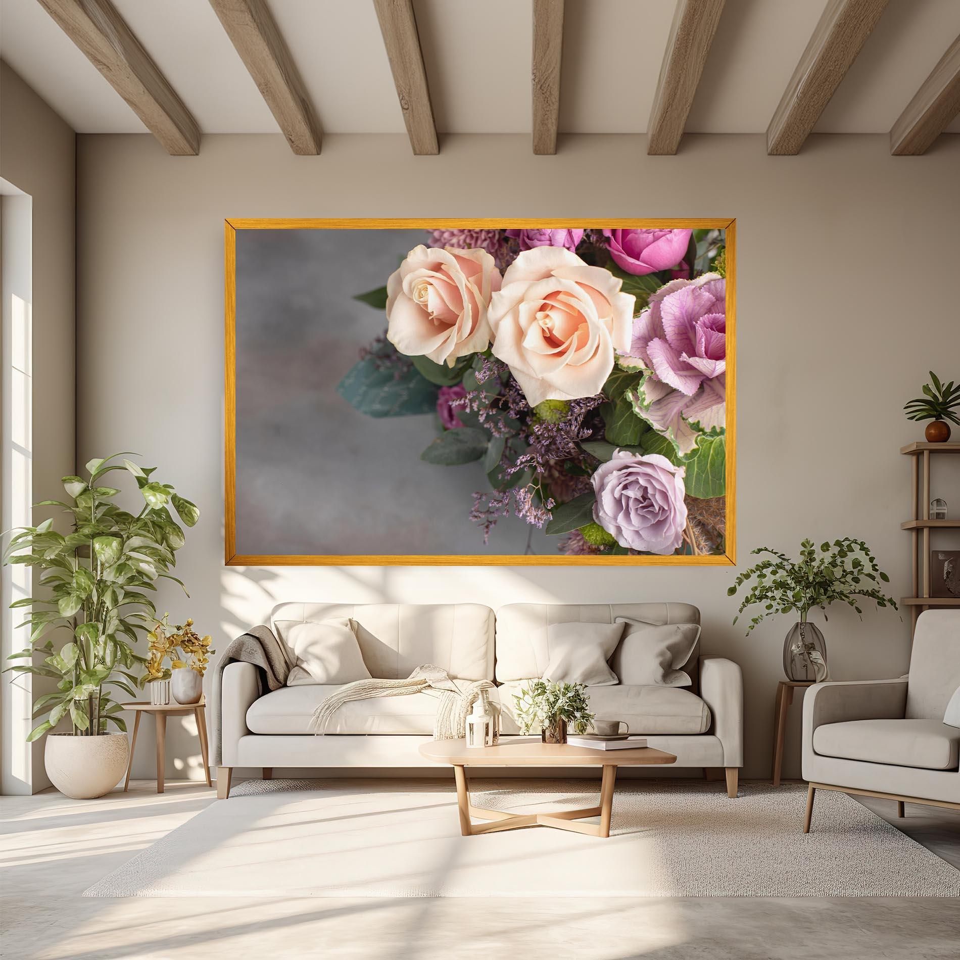 Tablou Canvas Cream Purple Bouquet mockup 6