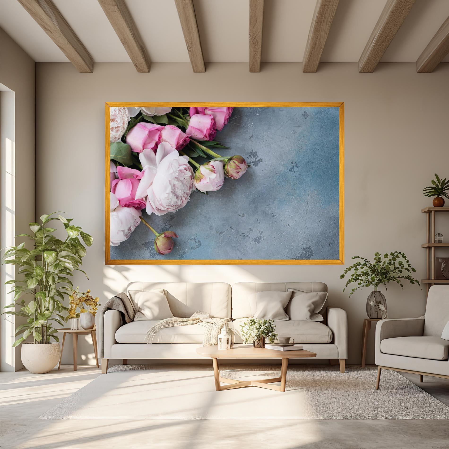 Tablou Canvas Cute Pink Peonies mockup 6