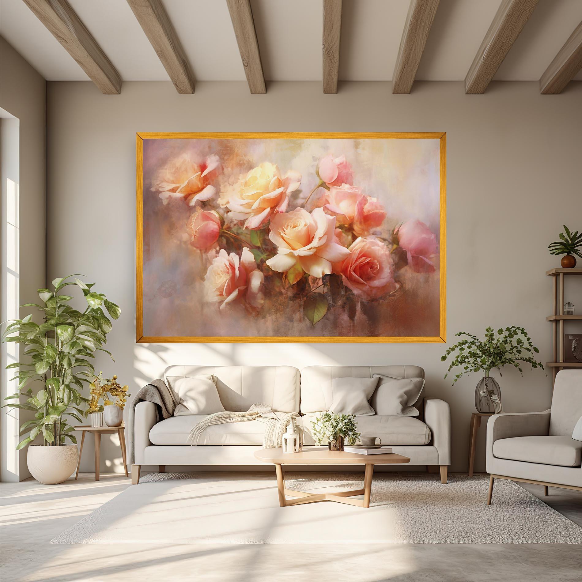 Tablou Canvas Roses Bouquet Painting mockup 6