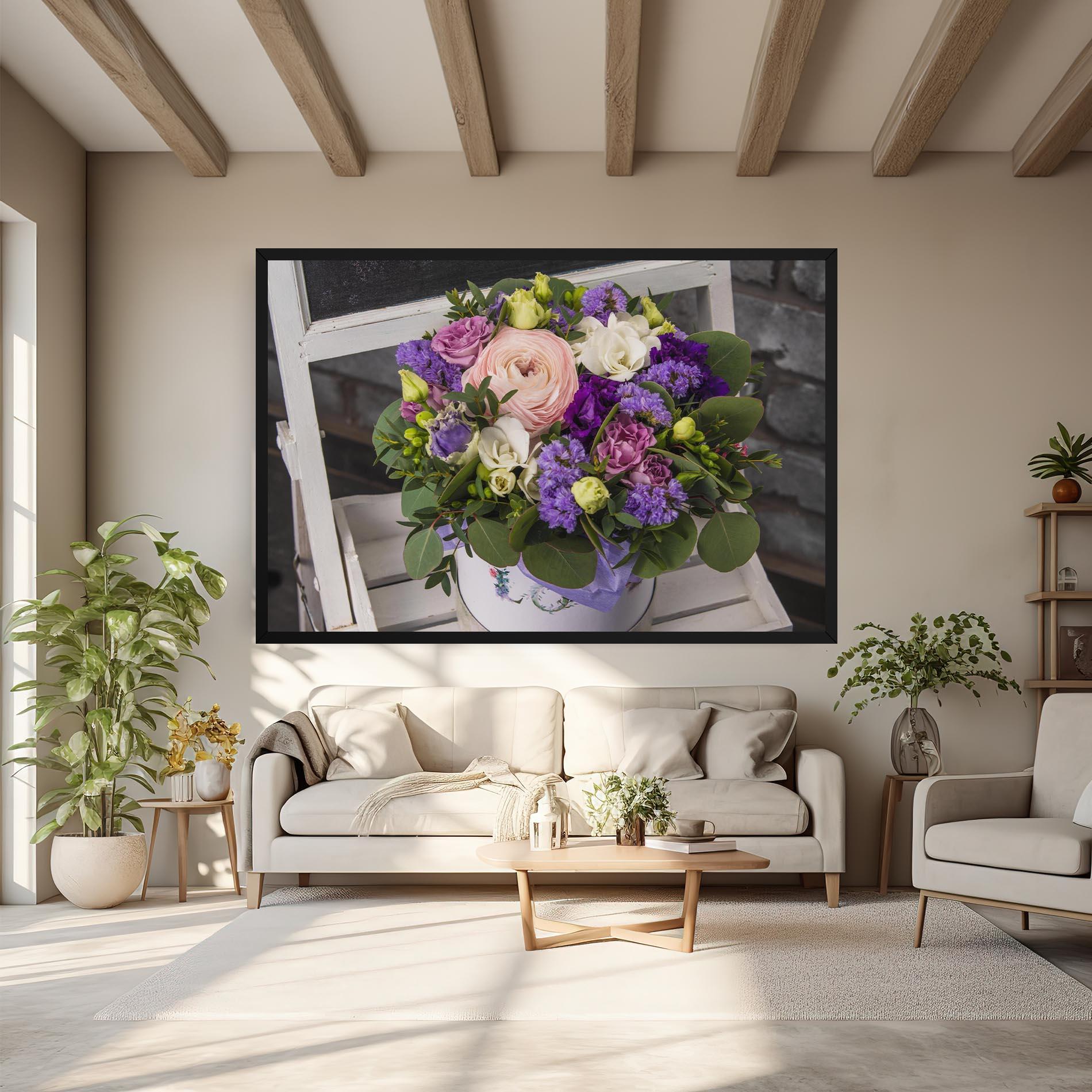 Tablou Canvas Big Pink Rose Bouquet mockup 6