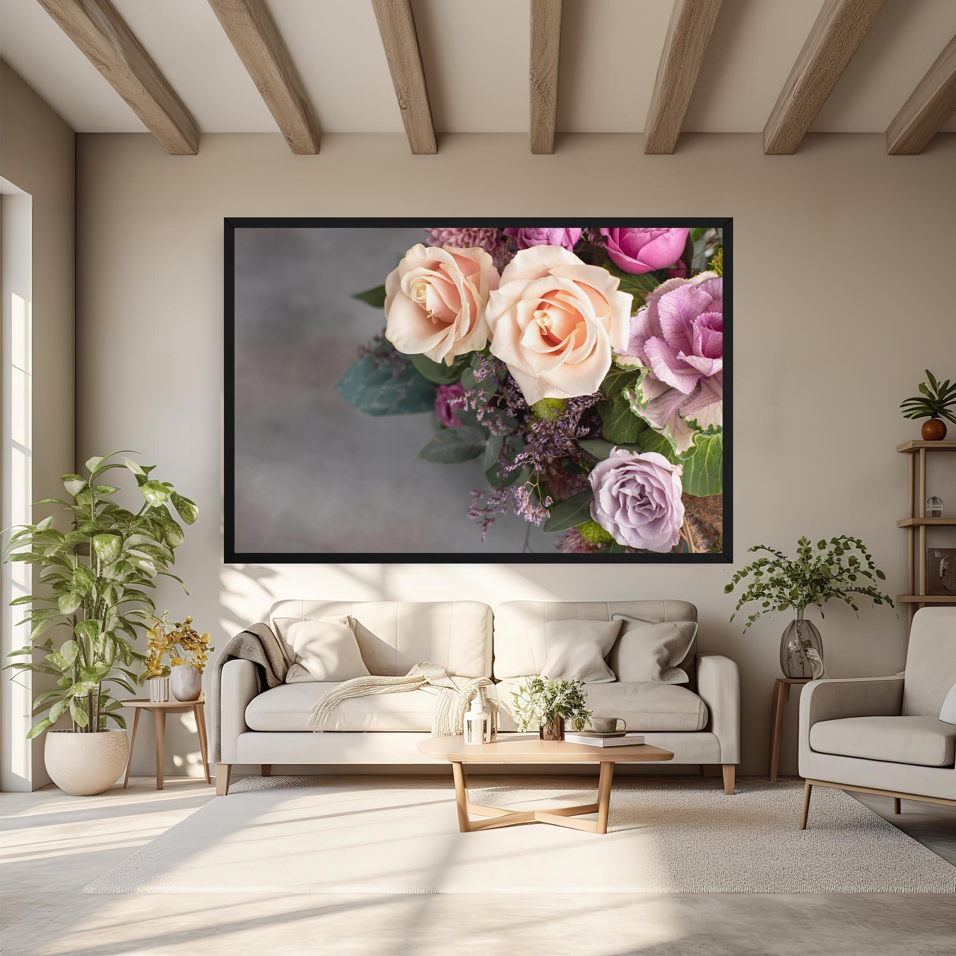 Tablou Canvas Cream Purple Bouquet mockup 6