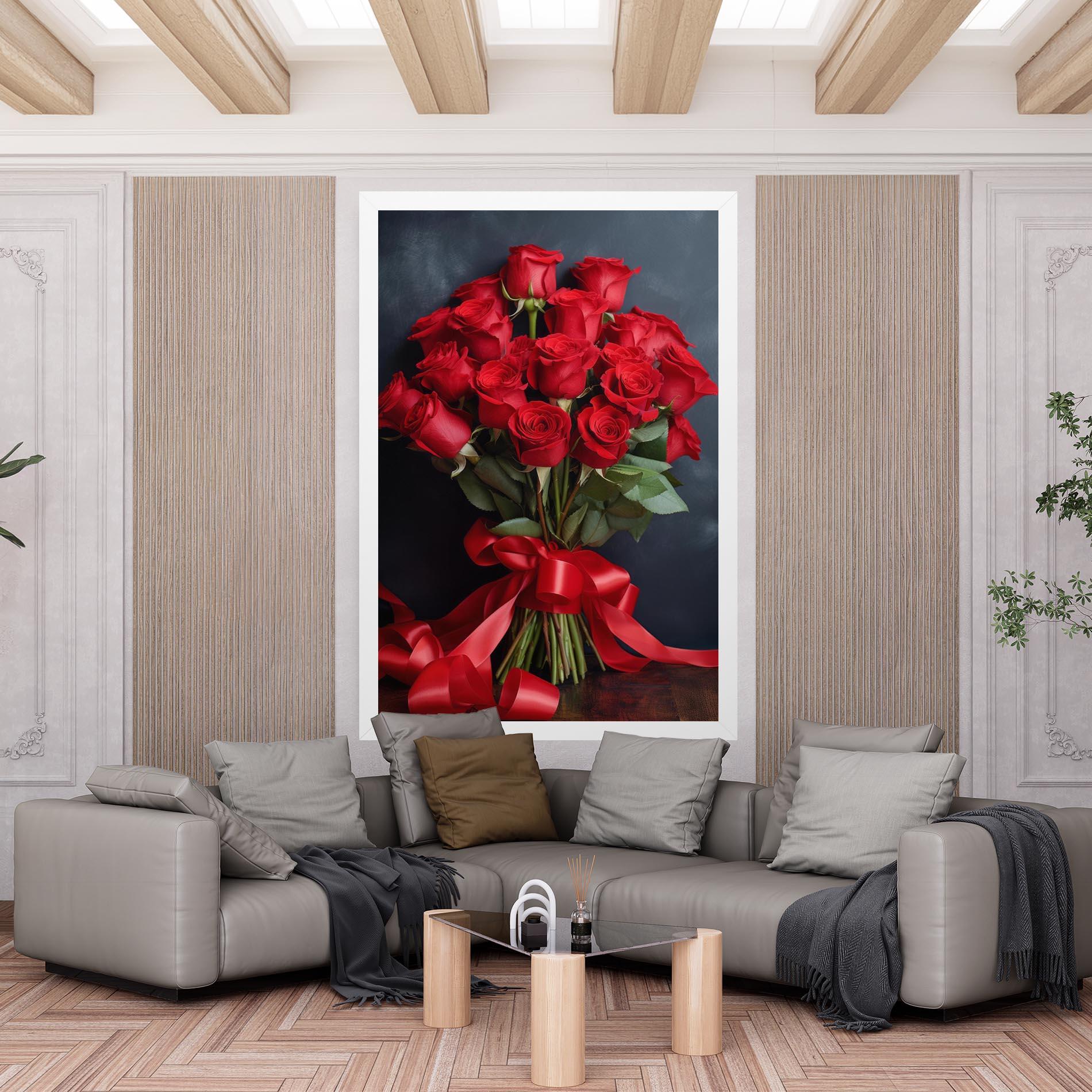 Tablou Canvas Beautiful Red Roses Bouquet mockup 6