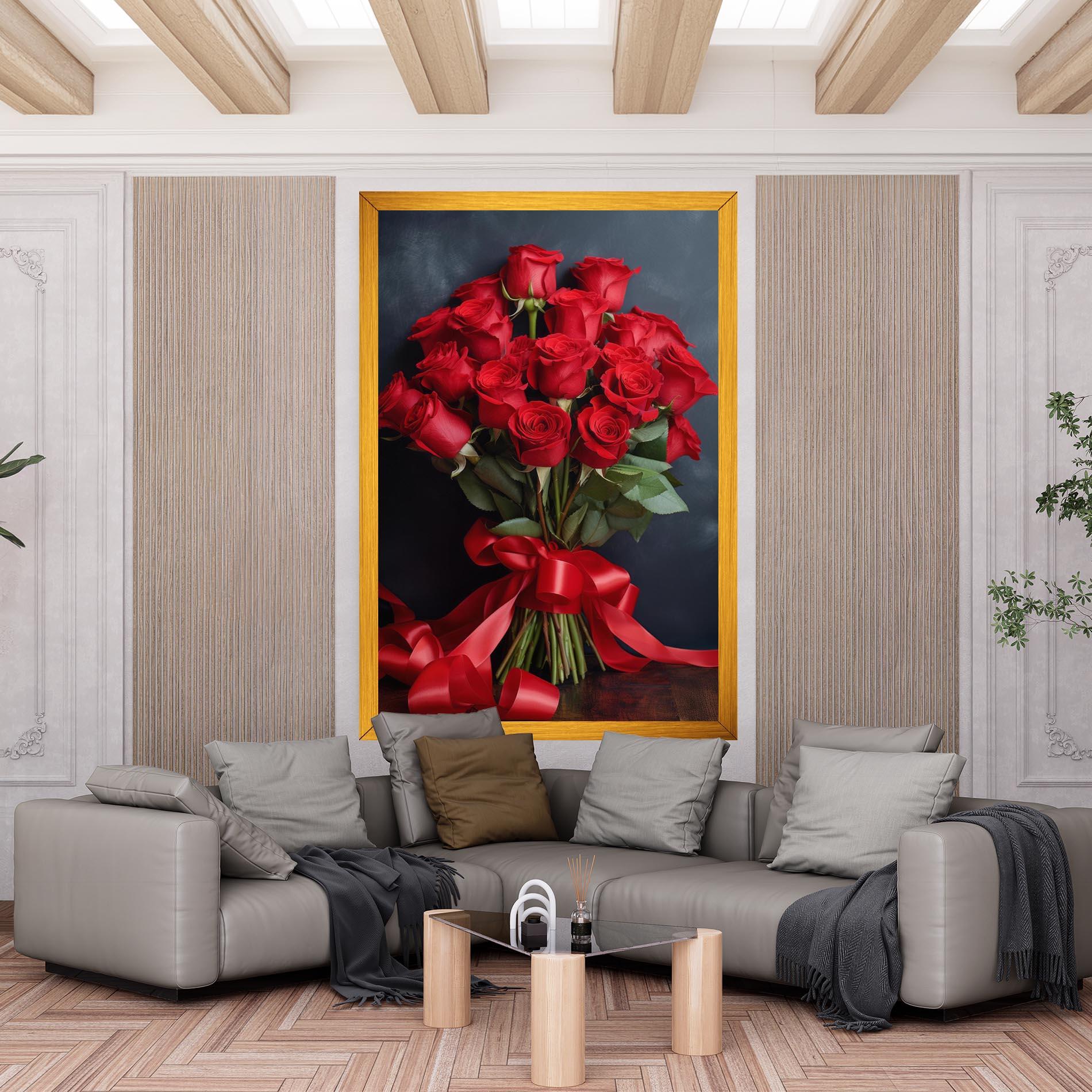 Tablou Canvas Beautiful Red Roses Bouquet mockup 6