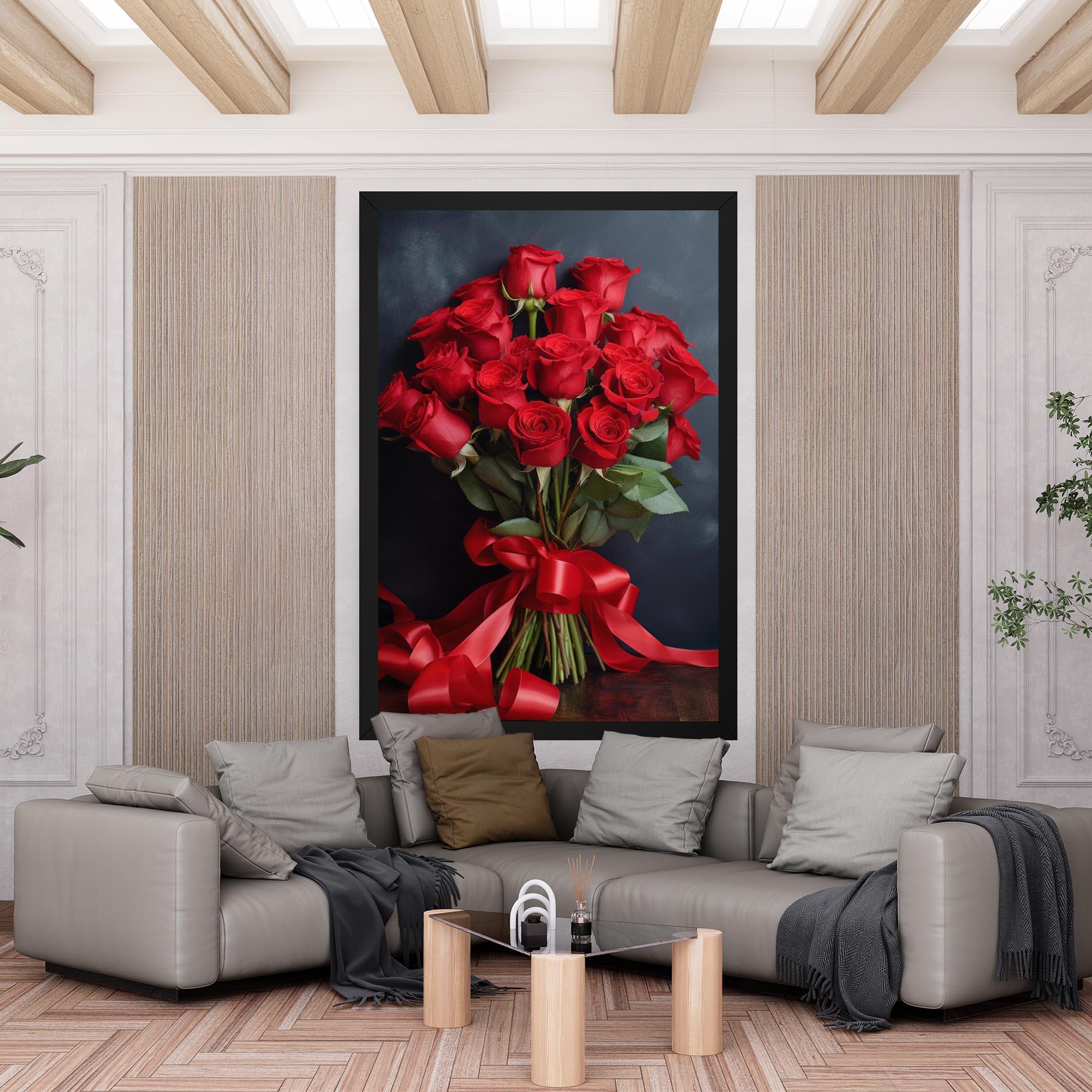Tablou Canvas Beautiful Red Roses Bouquet mockup 6