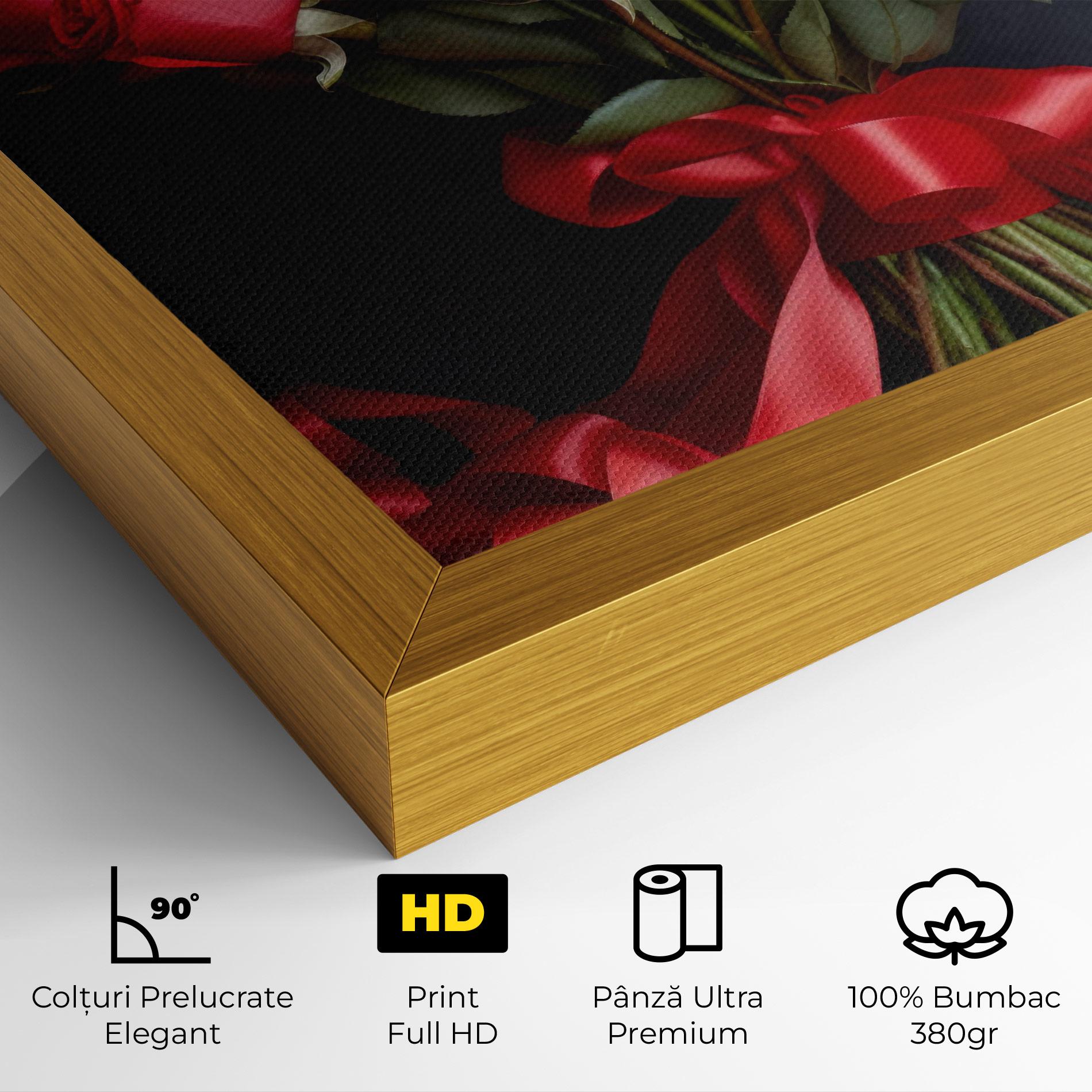 Tablou Canvas Beautiful Red Roses Bouquet mockup 4