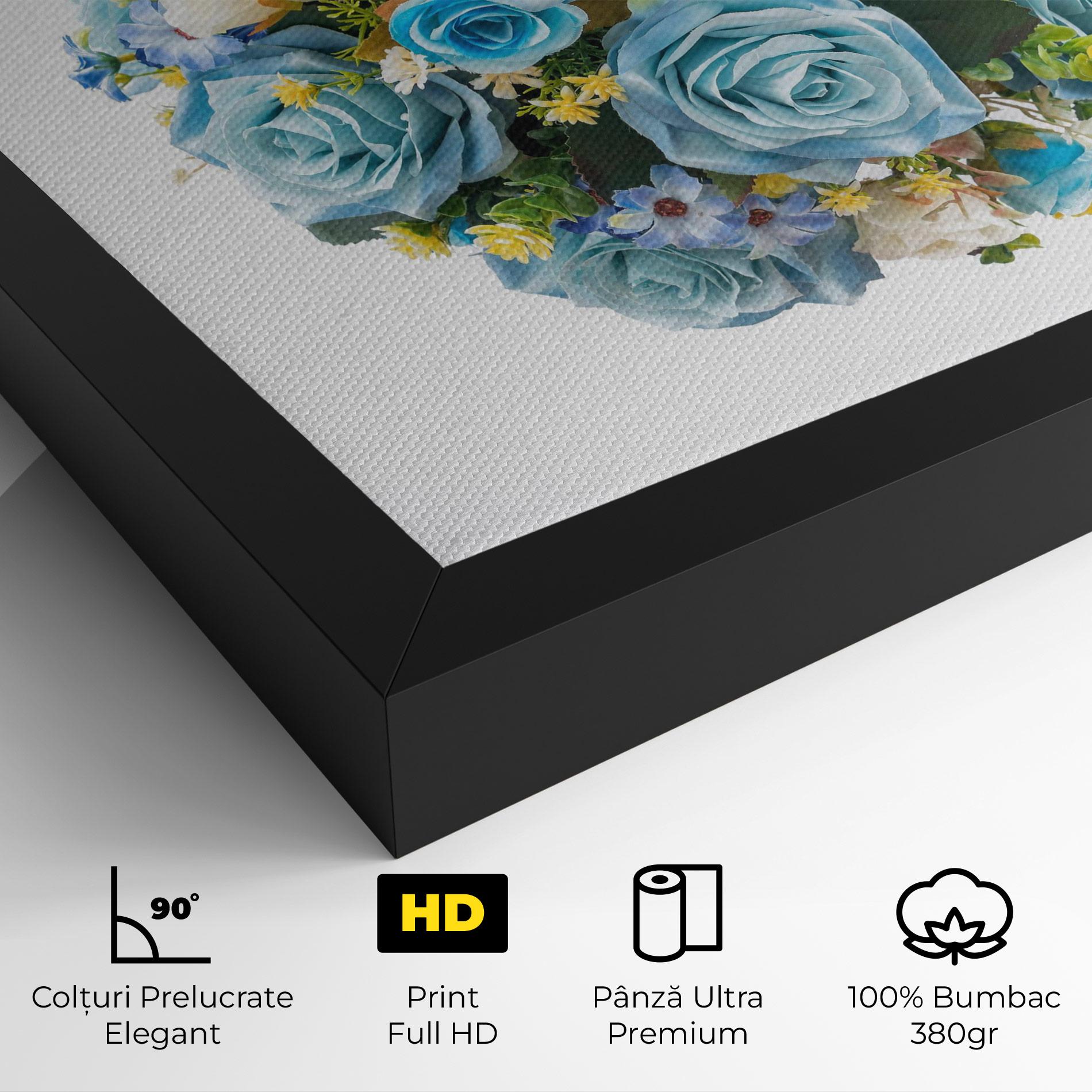 Tablou Canvas Blue Roses Bouquet mockup 4