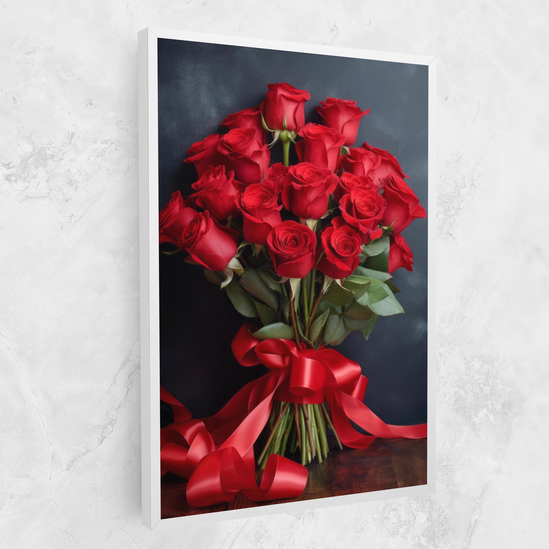 Tablou Canvas Beautiful Red Roses Bouquet mockup 1