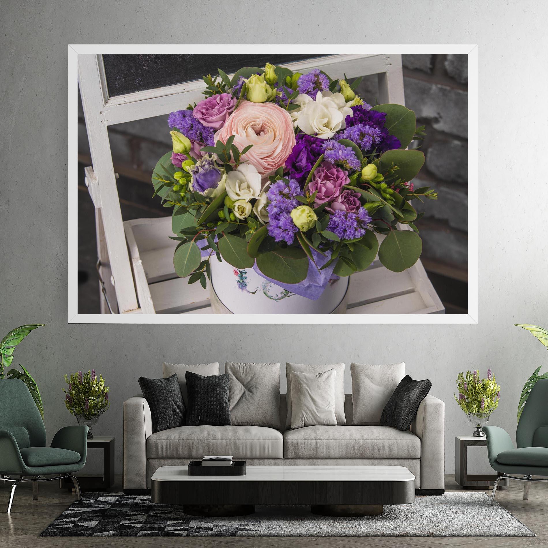 Tablou Canvas Big Pink Rose Bouquet mockup 7