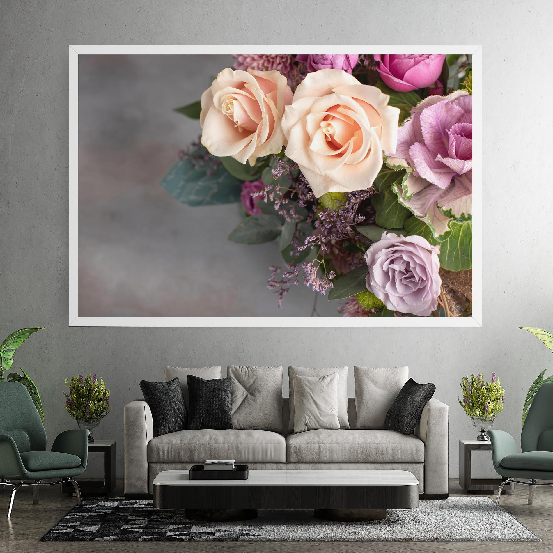 Tablou Canvas Cream Purple Bouquet mockup 7