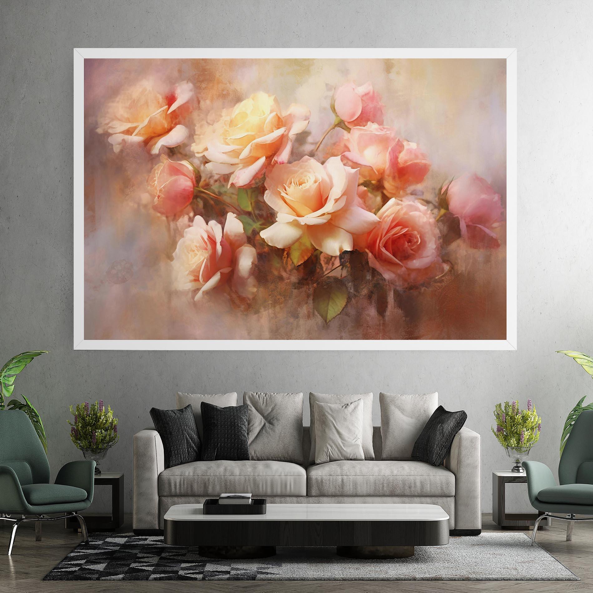 Tablou Canvas Roses Bouquet Painting mockup 7