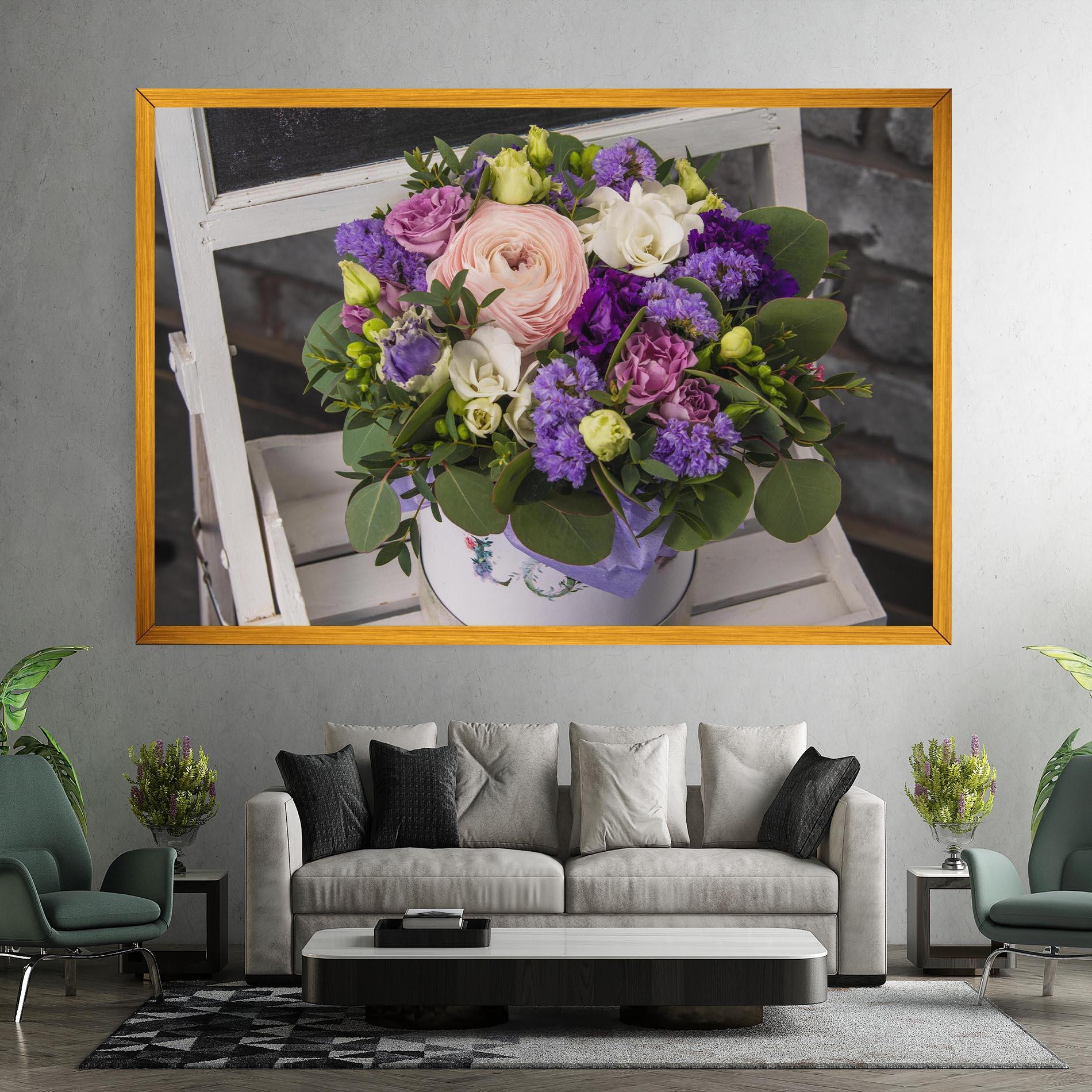 Tablou Canvas Big Pink Rose Bouquet mockup 7