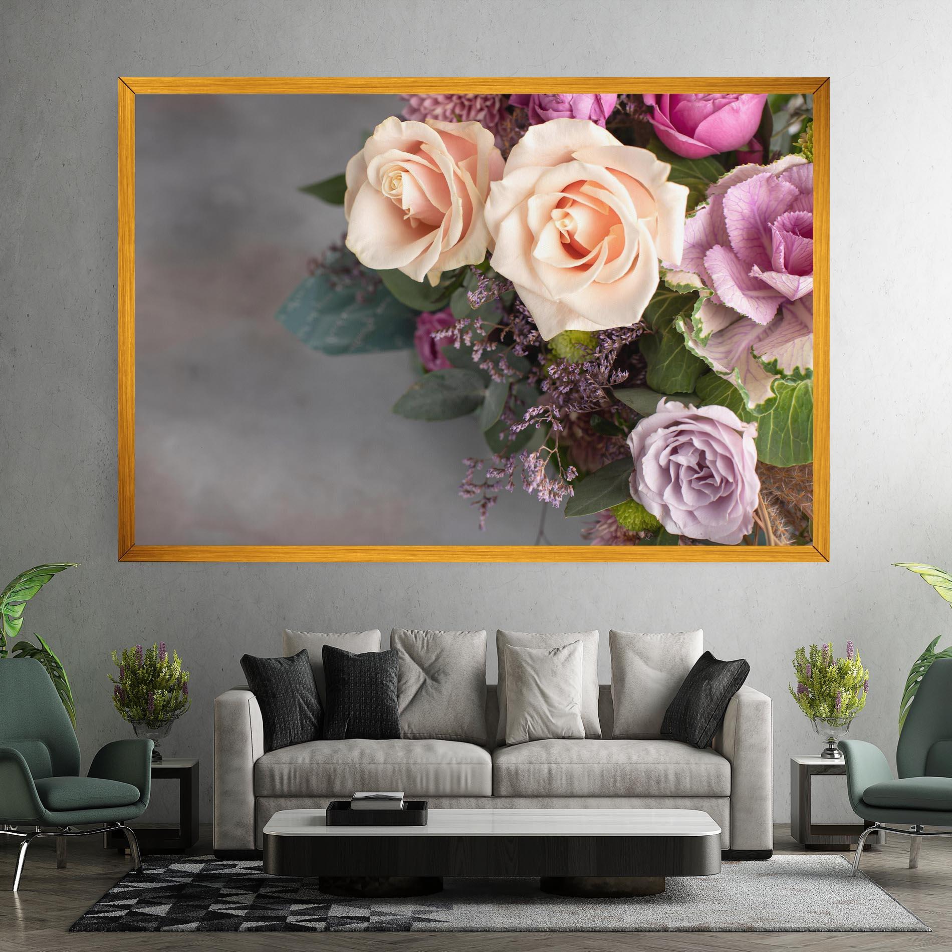 Tablou Canvas Cream Purple Bouquet mockup 7