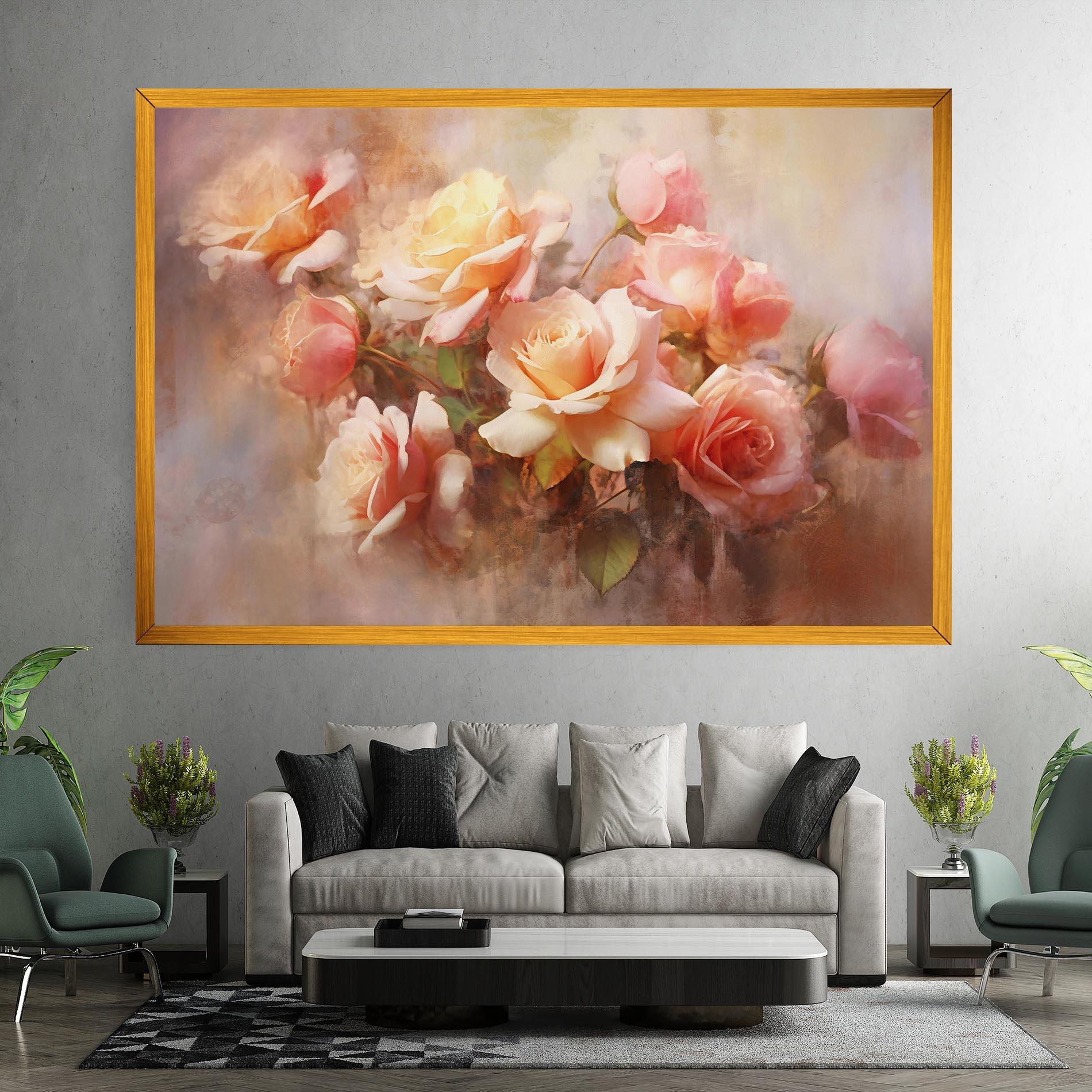 Tablou Canvas Roses Bouquet Painting mockup 7